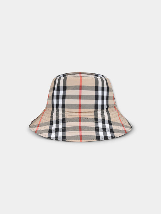 Cloche reversibile beige per bambini con cavaliere equestre,Burberry Kids,8089433 B9368