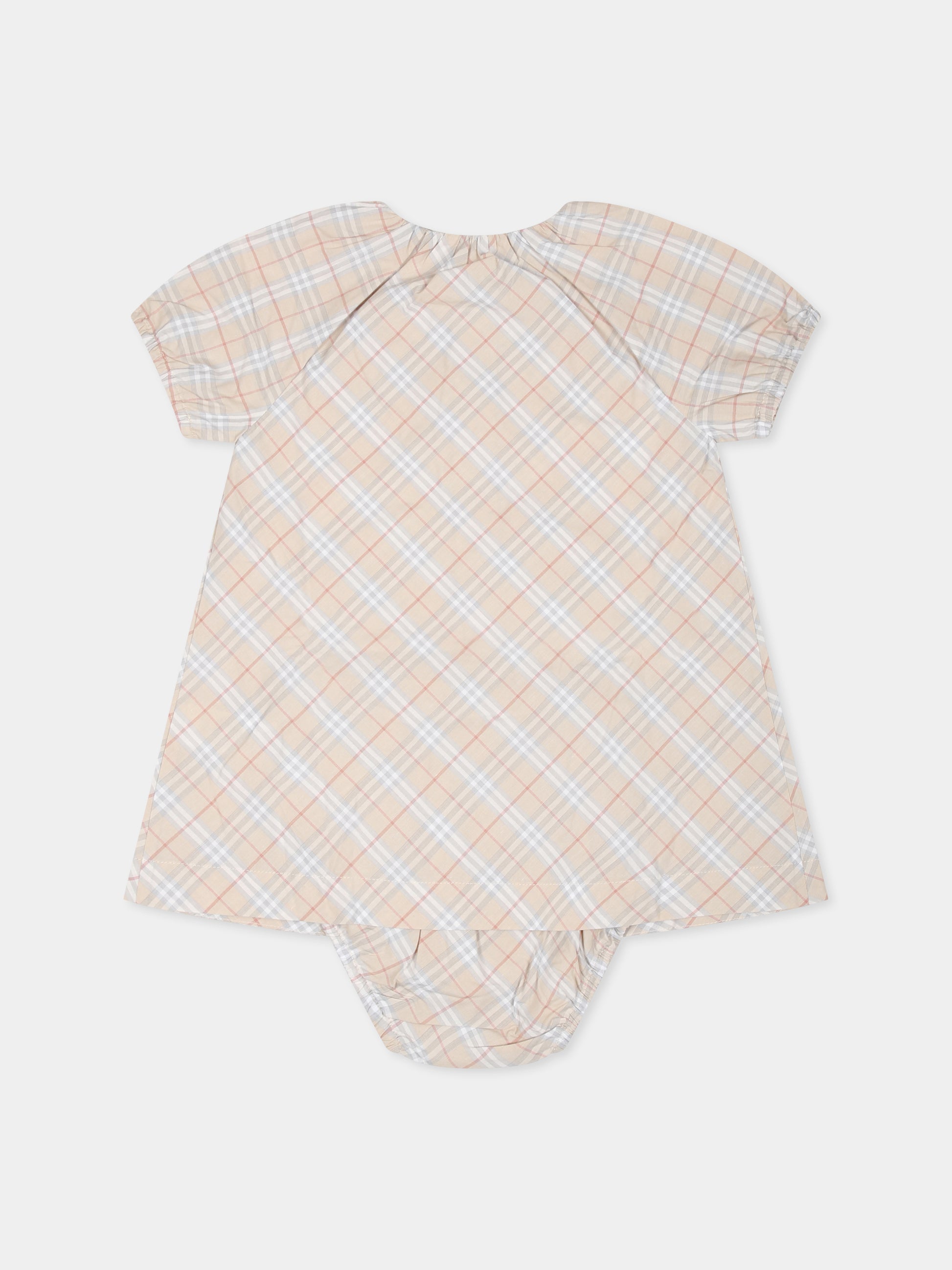 Vestito beige per neonata con check vintage,Burberry Kids,8092759 A2205