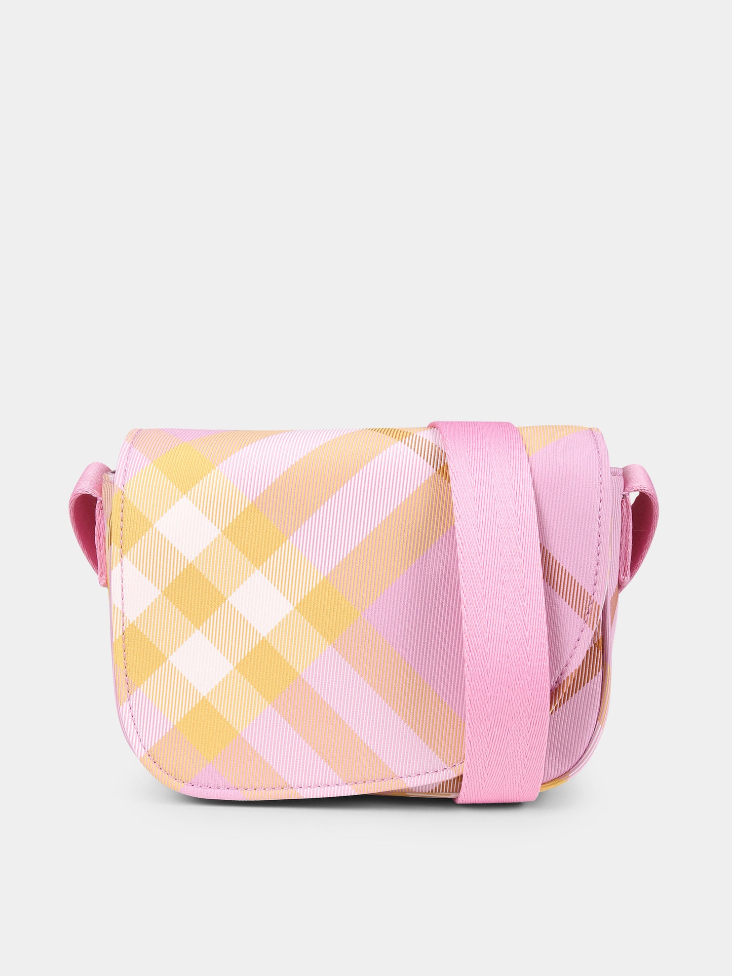 Borsa rosa per bambina con check,Burberry Kids,8090996 A2179