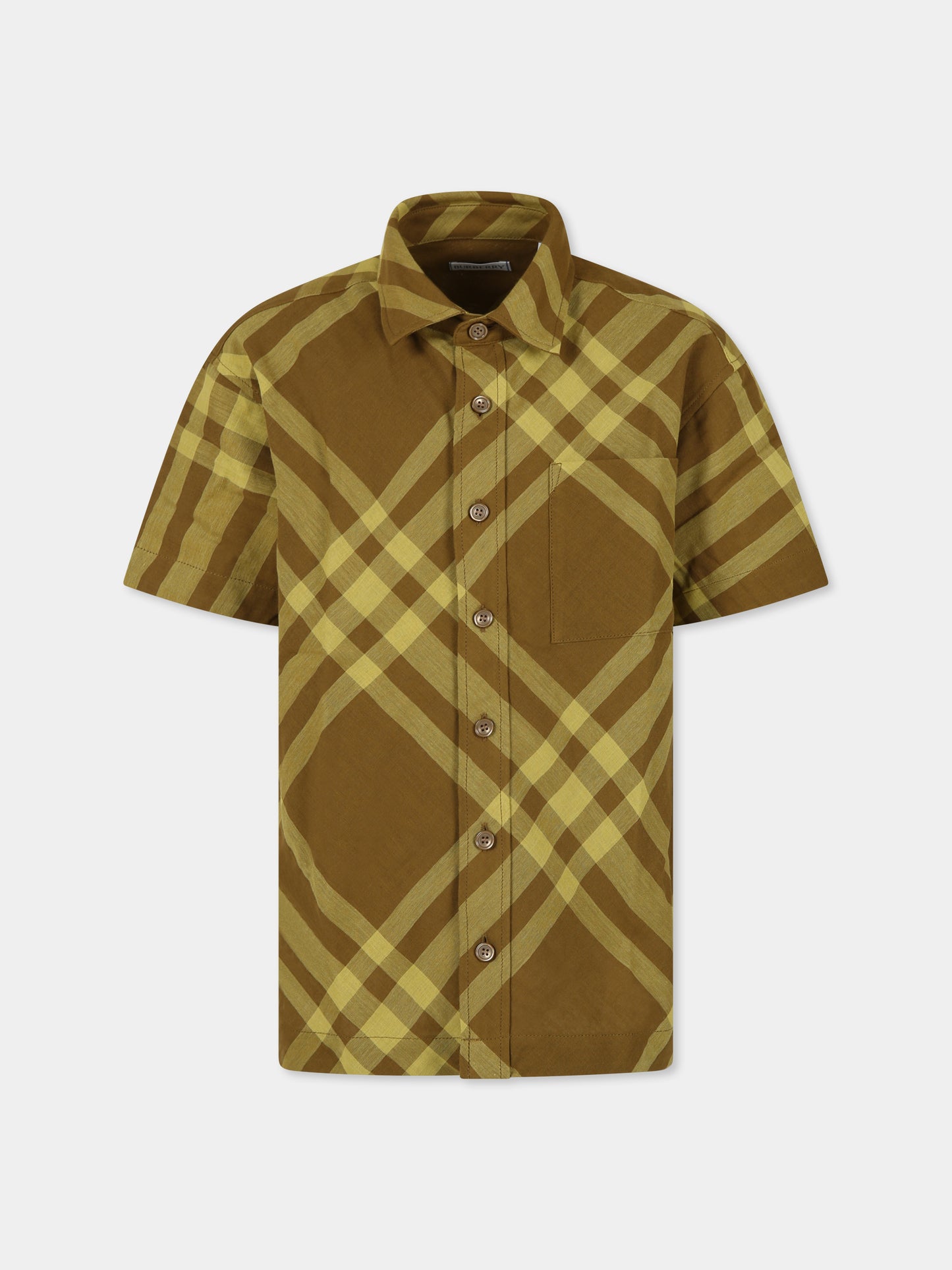 Brown shirt for boy with vintage check,Burberry Kids,8089020 A3779