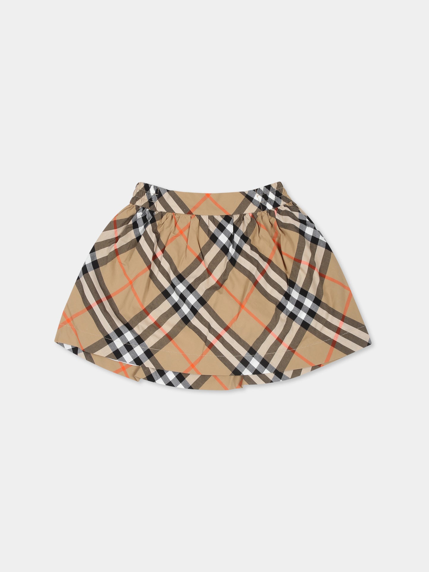 Gonna beige per neonata con check vintage,Burberry Kids,8096416 B9368