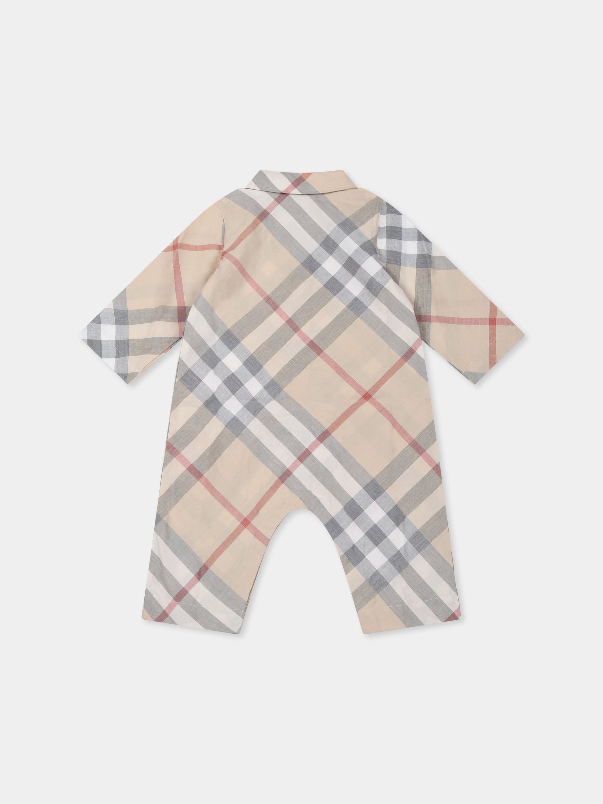 Tutina beige per neonati con check vintage,Burberry Kids,8092758 A2205