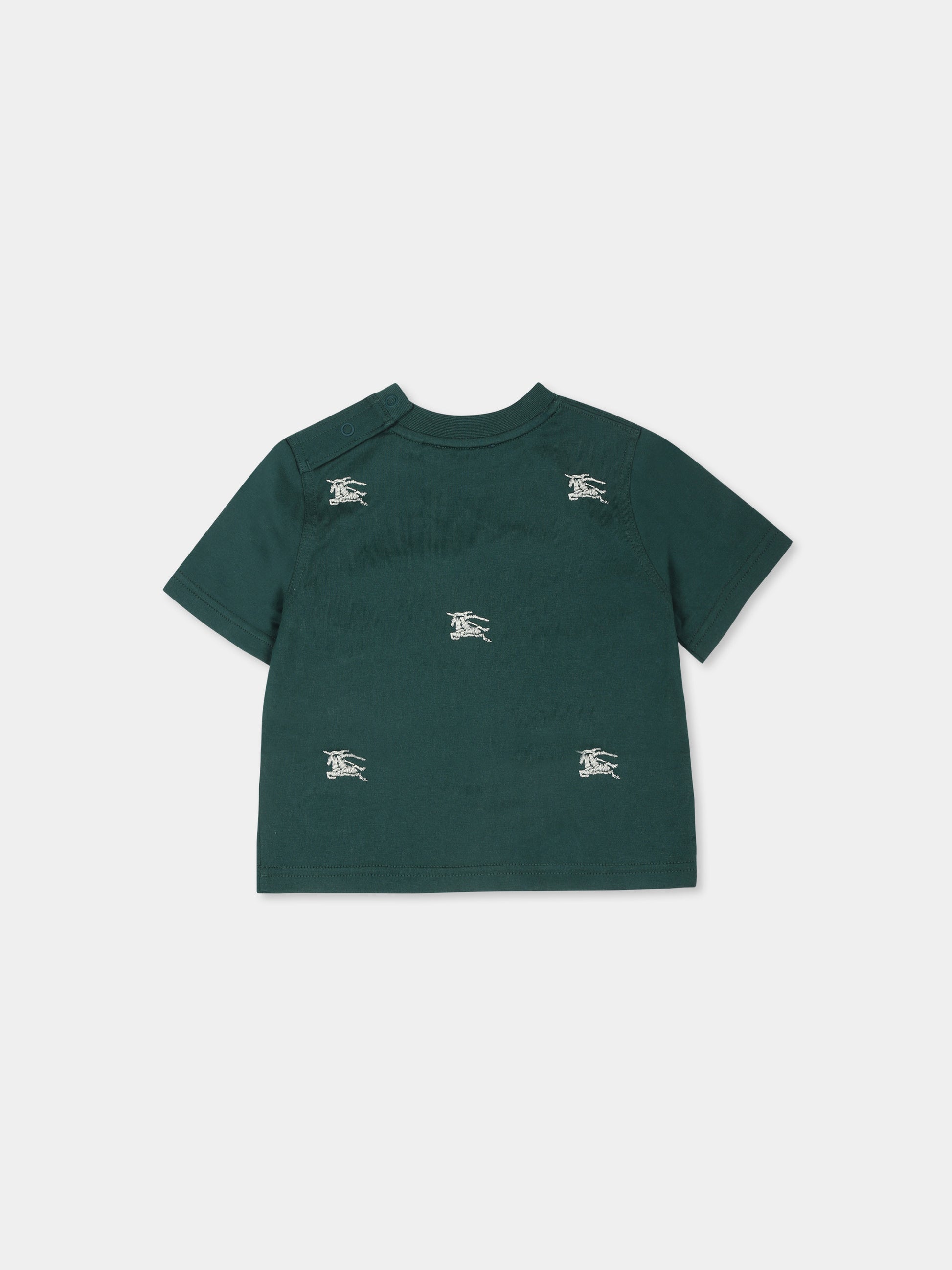 T-shirt verde per neonato con cavaliere equestre,Burberry Kids,8089651 A3508