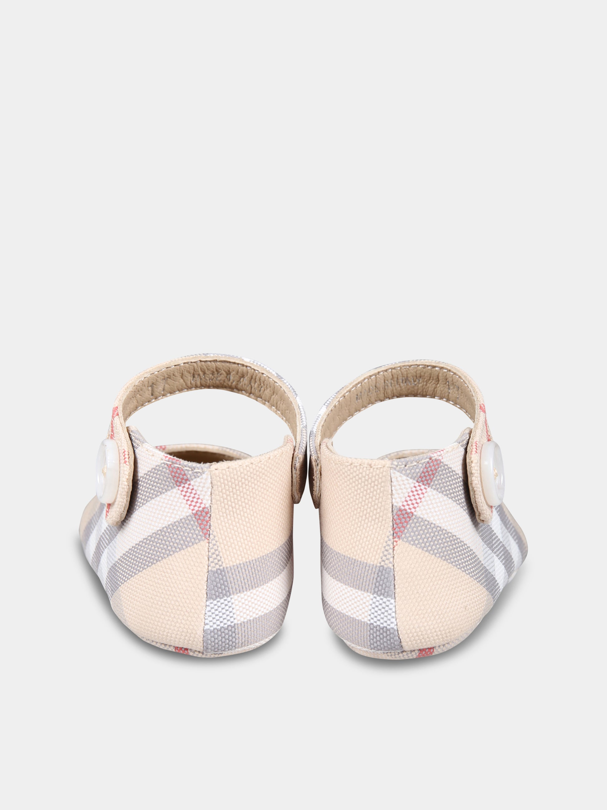 Ballerine Mary Jane beige per neonata con check vintage,Burberry Kids,8090482 A2205