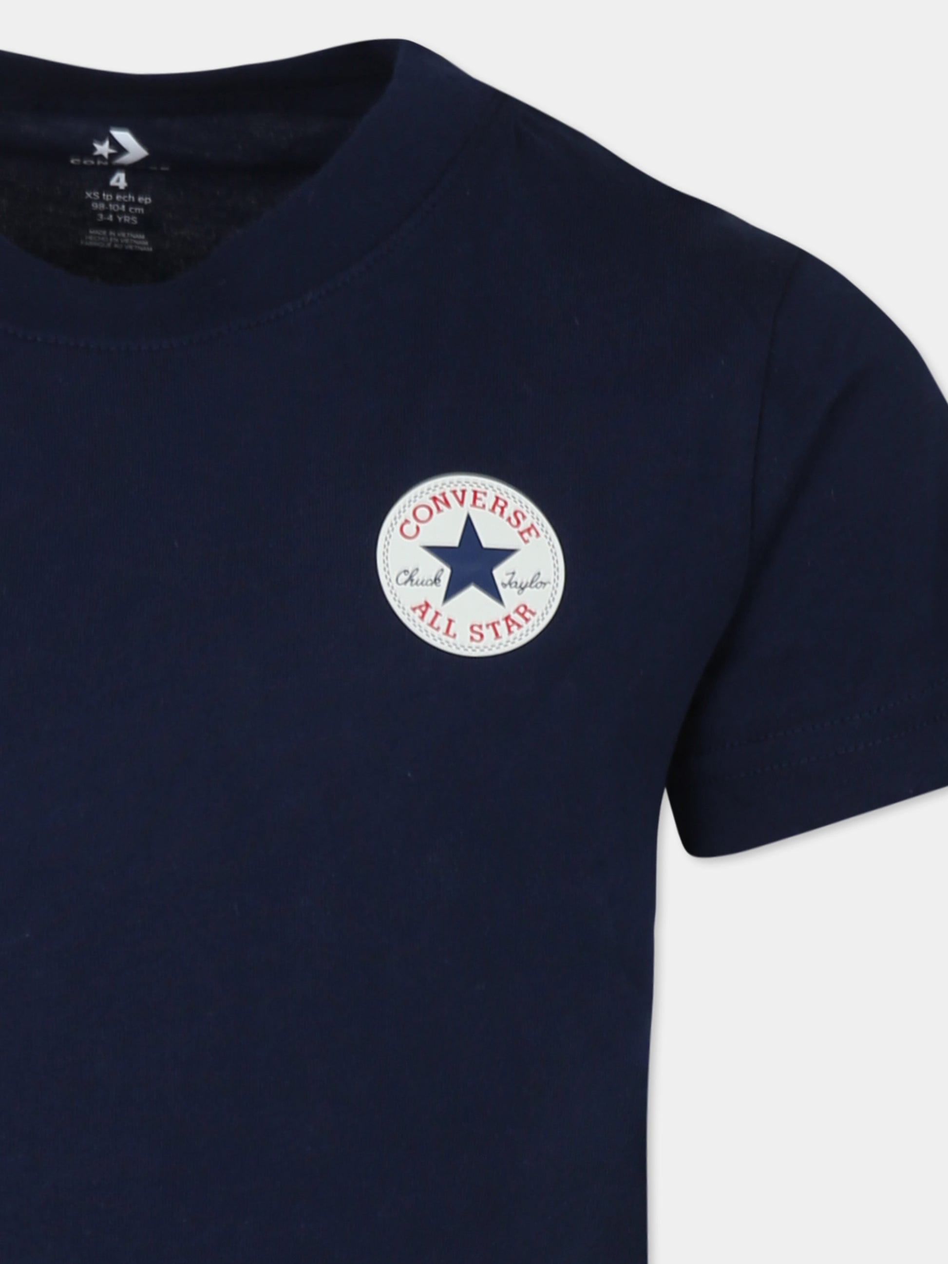 T-shirt blu per bambini con logo,Converse,8C9506 695