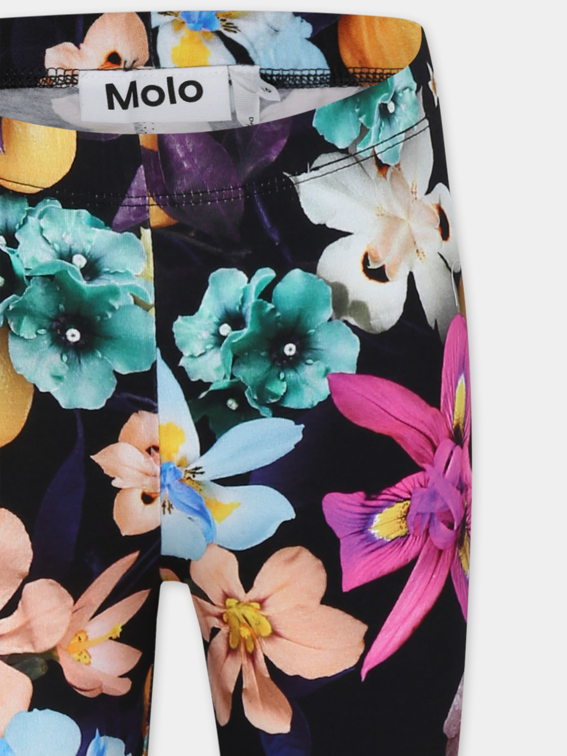 Leggings neri Niki per bambina con stampa fiori,Molo,2W24F206 9127