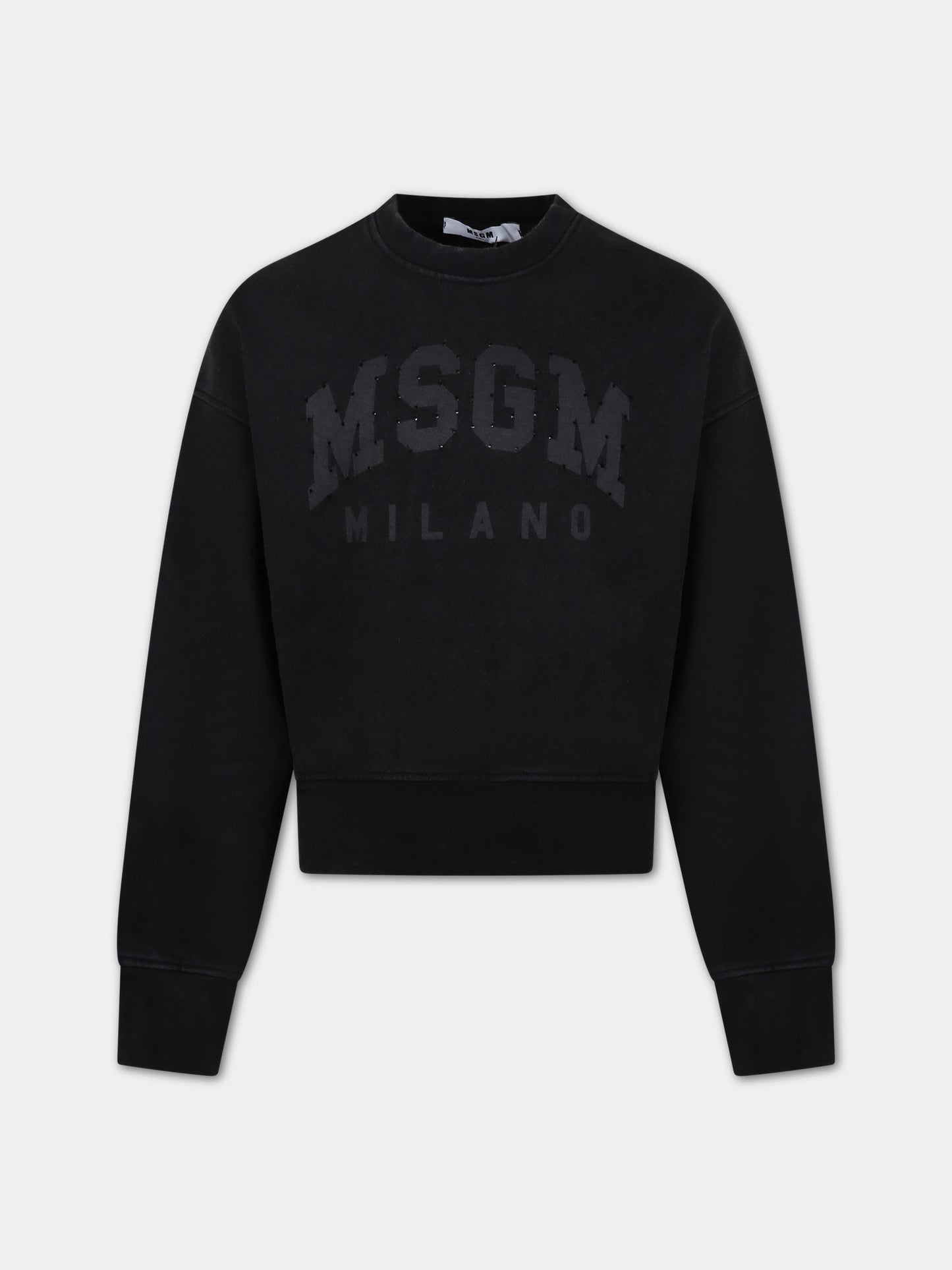 Felpa nera per bambini con logo,Msgm Kids,F3MSJUSW182 110