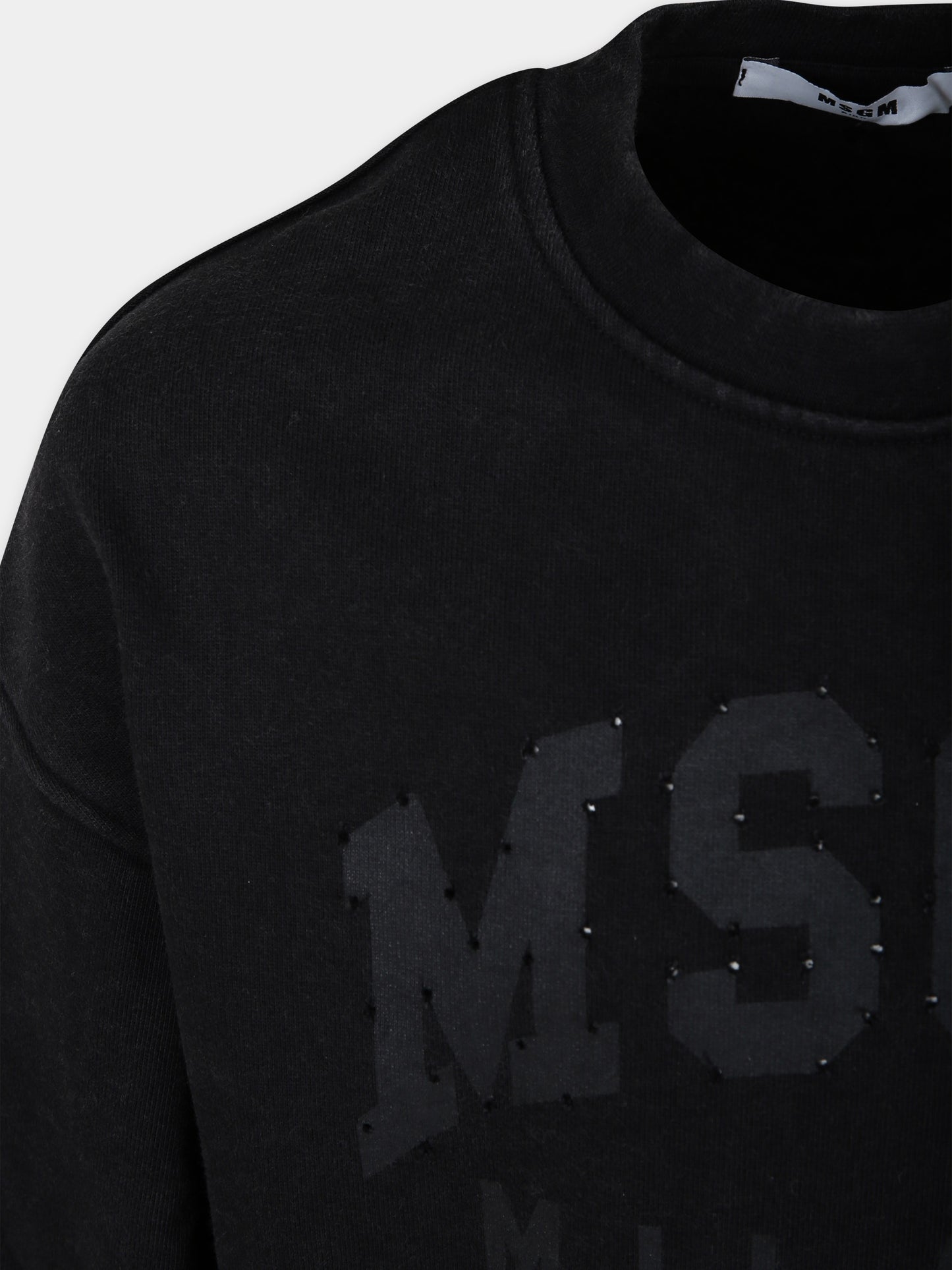Felpa nera per bambini con logo,Msgm Kids,F3MSJUSW182 110