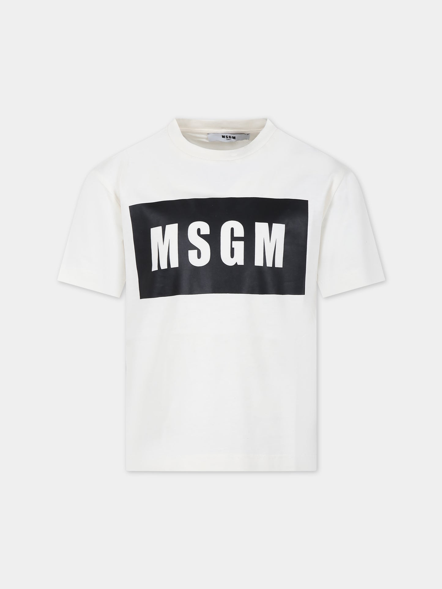 T-shirt avorio per bambini con logo,Msgm Kids,F3MSJUTH009 013