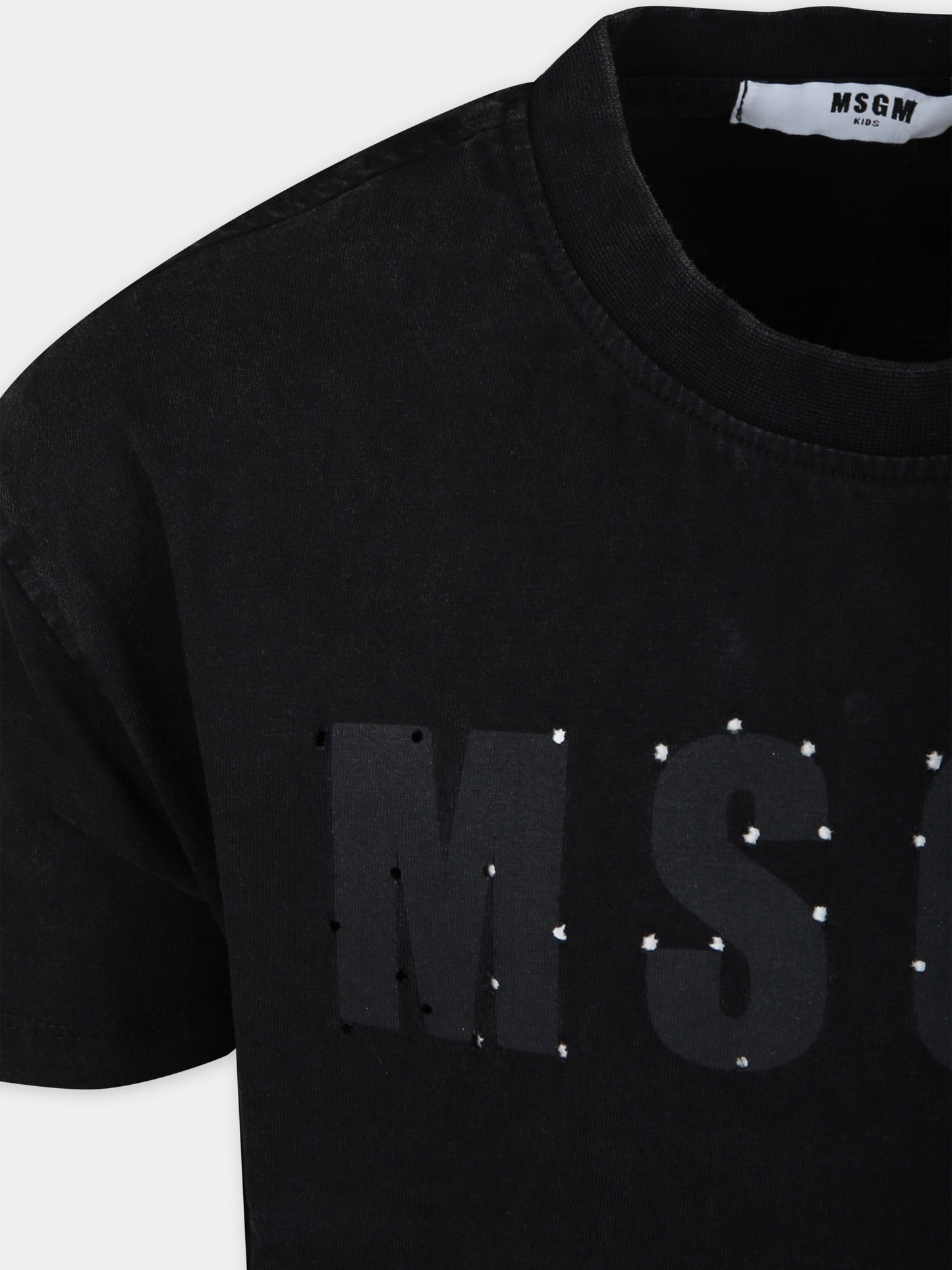 T-shirt nera per bambini con logo,Msgm Kids,F3MSJUTH181 110
