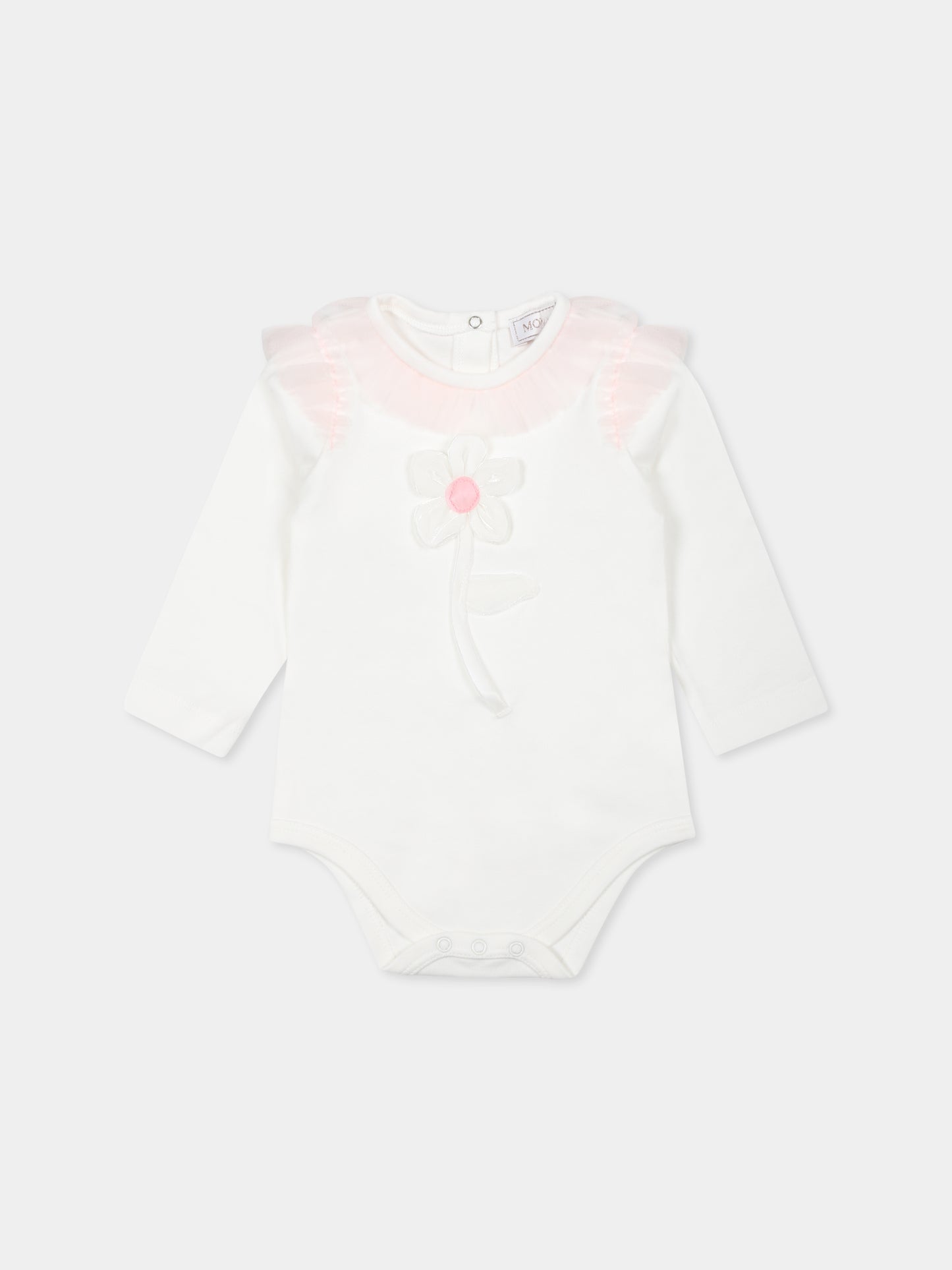 Completo rosa per neonata con fiore,Monnalisa,35D504 4004 0191