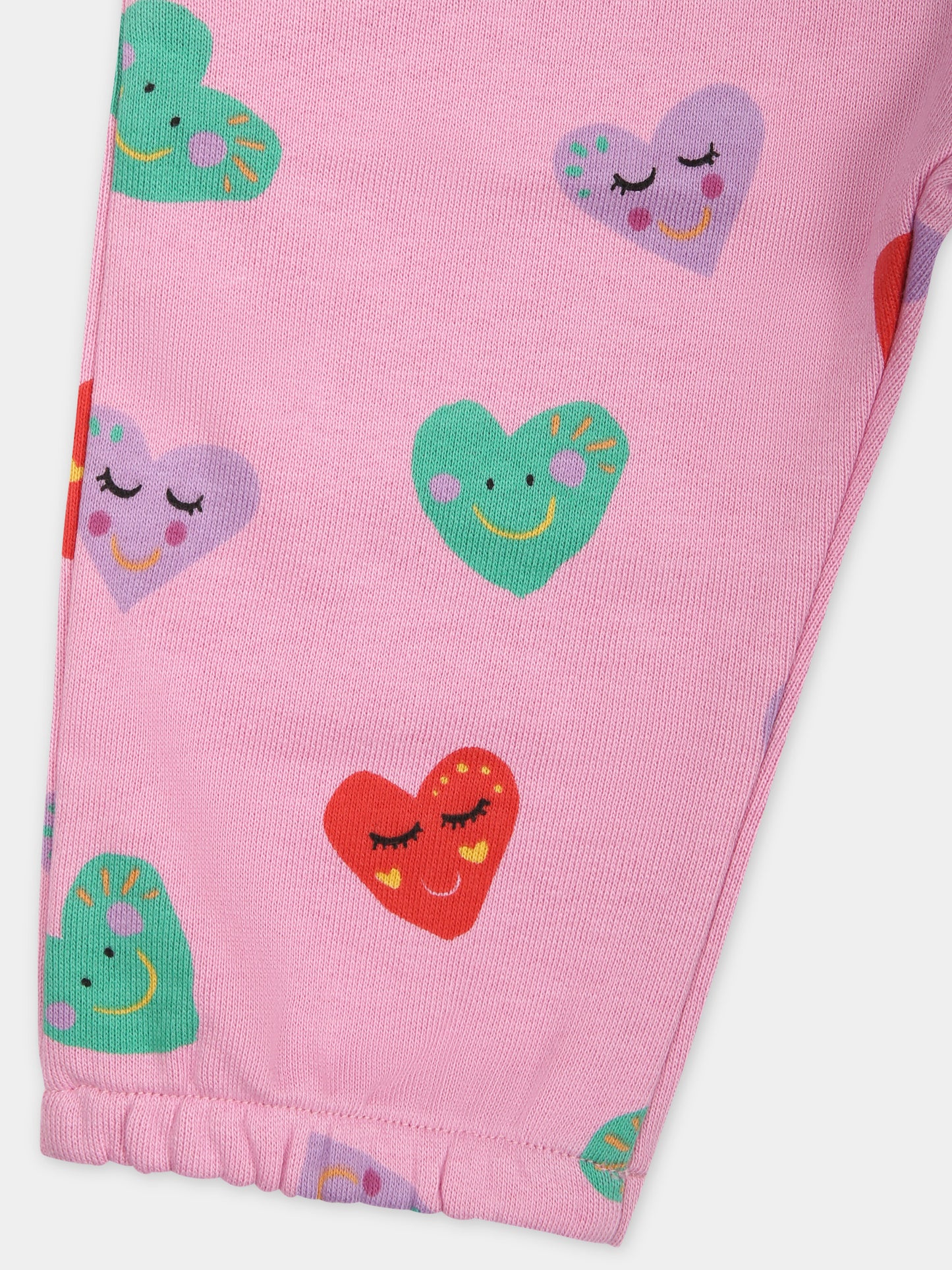 Completo rosa per neonata con cuori multicolor all-over,Stella Mccartney Kids,TT3050 Z1482 547MC