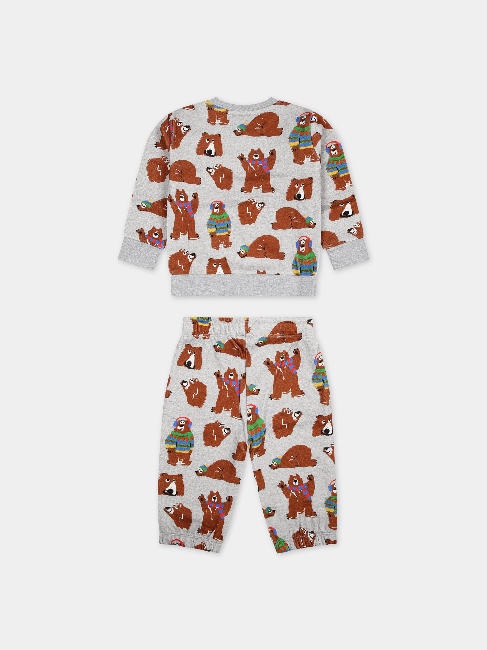 Completo grigio per neonato con orsi all-over,Stella Mccartney Kids,TT3530 Z1464 905MC