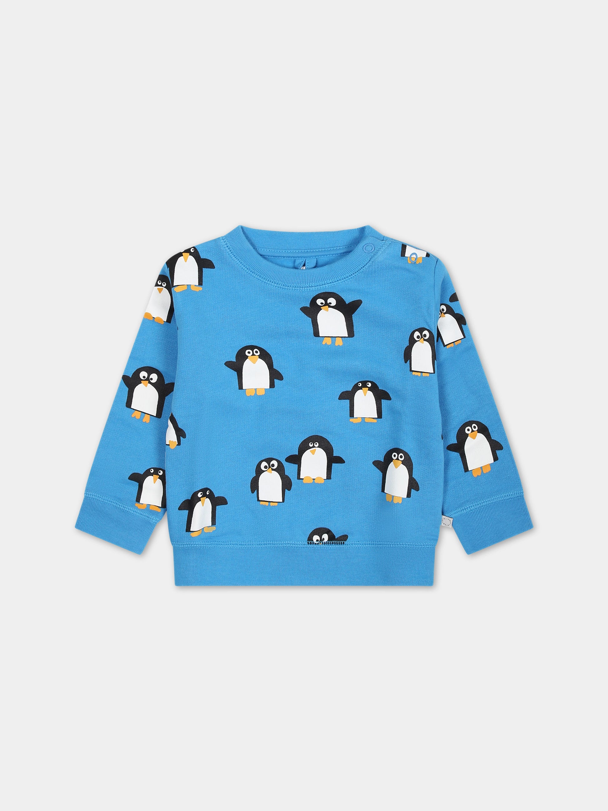 Felpa azzurra per neonato con pinguini all-over,Stella Mccartney Kids,TT4650Z1514 644MC