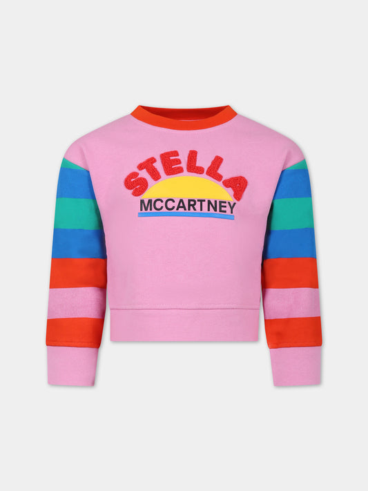 Felpa rosa per bambina con logo,Stella Mccartney Kids,TT4A20 Z0409 546