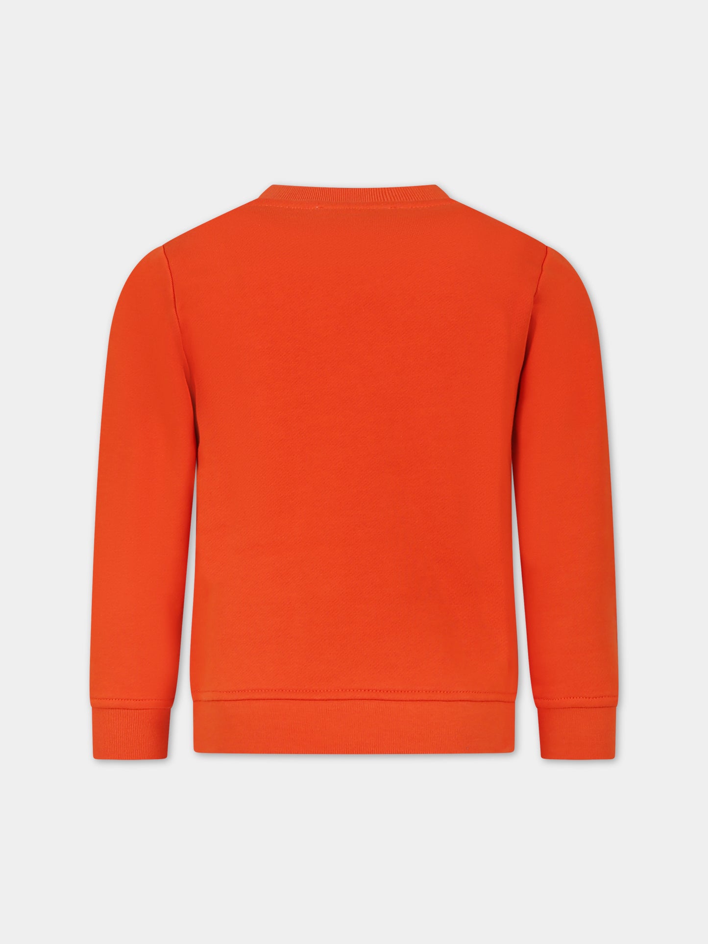 Felpa arancione per bambina con stampa fiore multicolor,Stella Mccartney Kids,TT4B60 Z0447 437