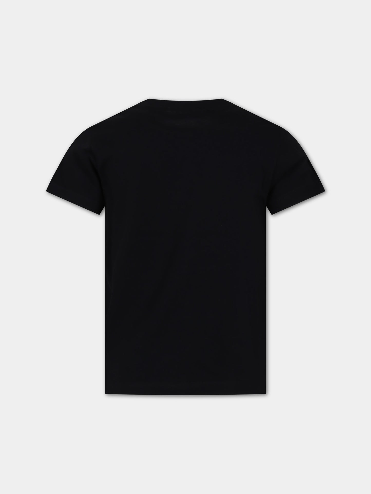 T-shirt nera per bambini con logo,Balmain Kids,BT8A11 Z0057 930AG