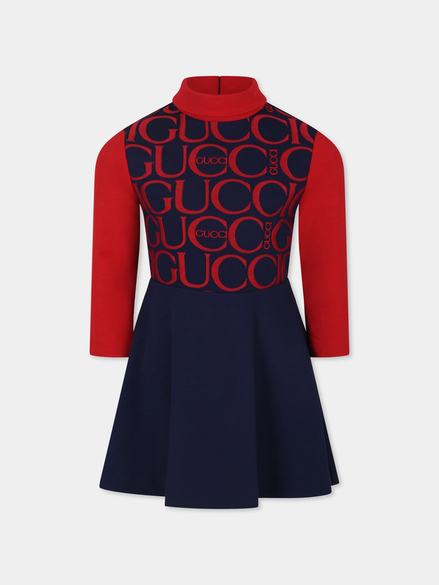 Vestito blu per bambina con logo Gucci magazine,Gucci Kids,787648 XJGO5 4153