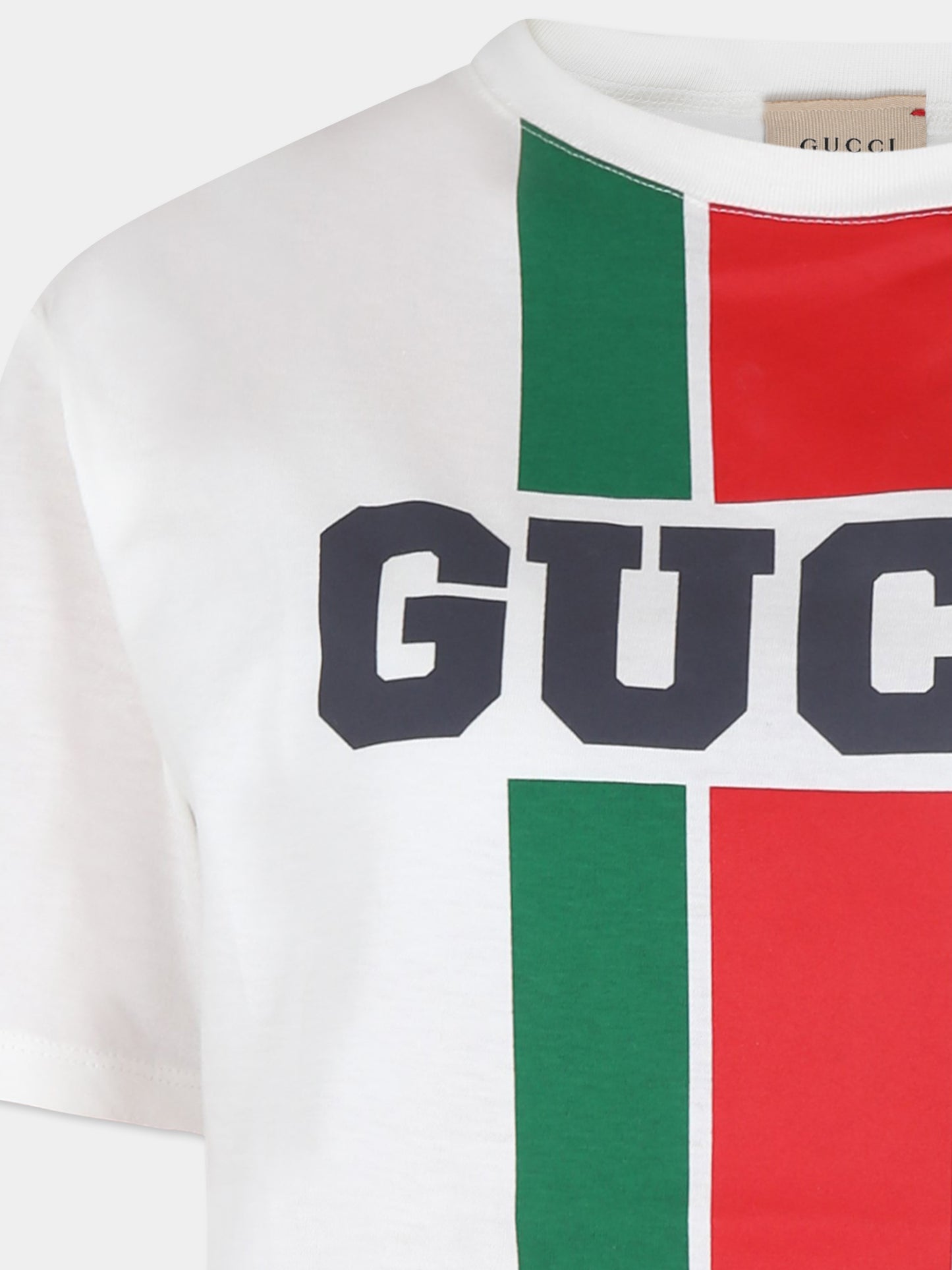 T-shirt bianca per bambini con logo,Gucci Kids,575114 XJGN7 9214