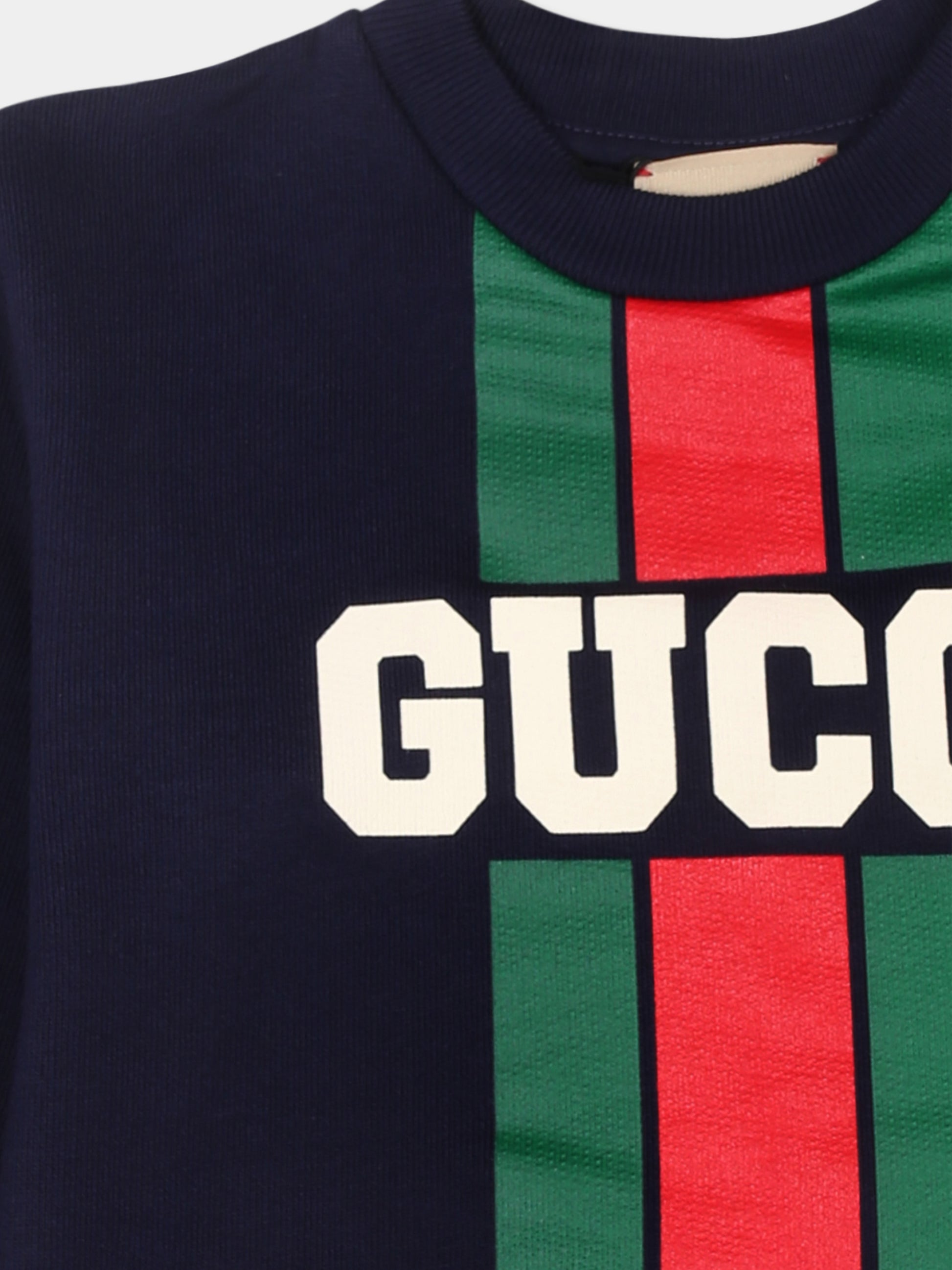 Felpa blu per neonato con logo,Gucci Kids,792071 XJGOF 4392