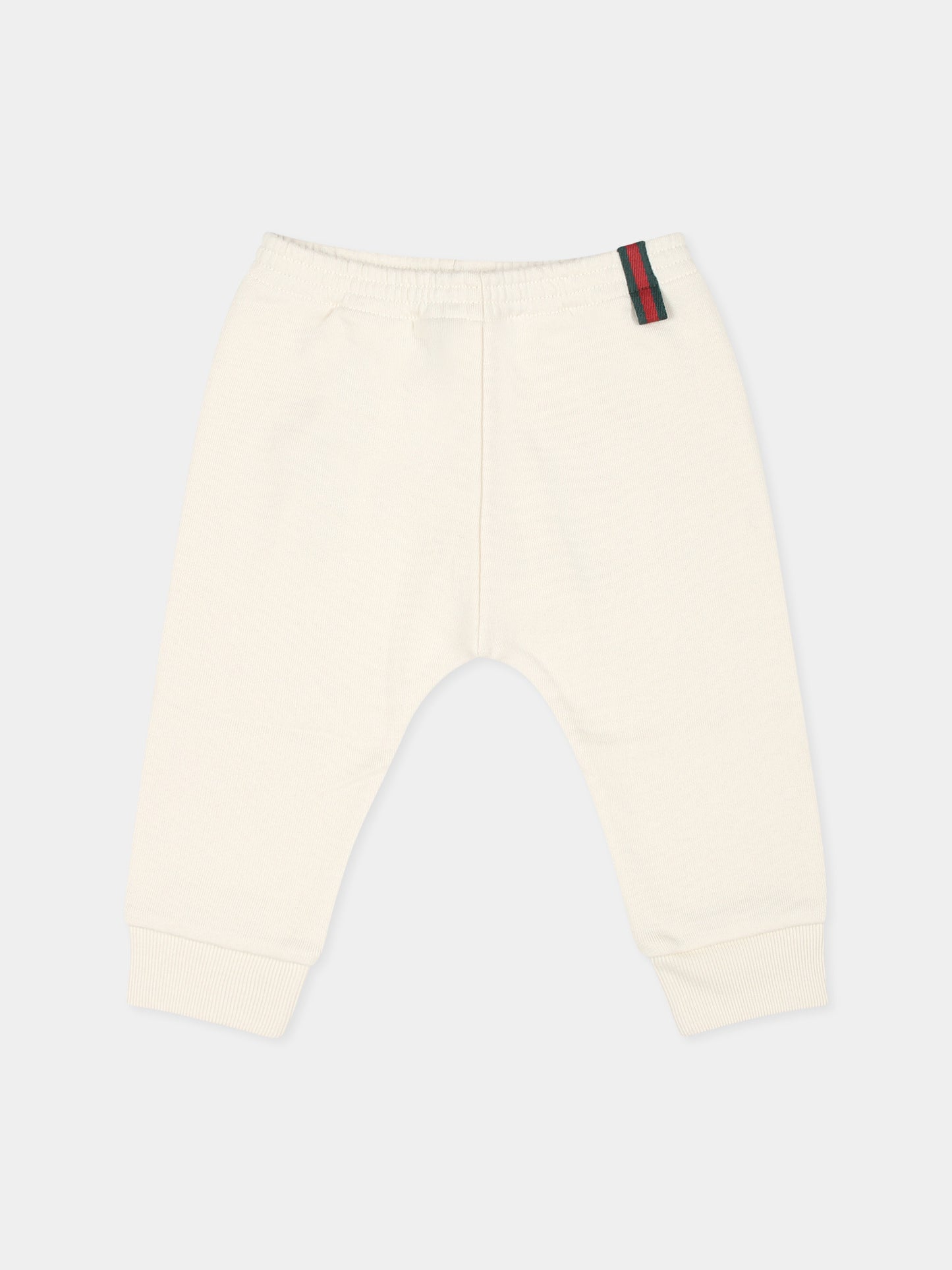 Pantaloni avorio per neonati con logo,Gucci Kids,631657 XJGPC 9692