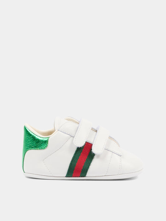 Sneakers Ace bianche per neonati con dettaglio Web,Gucci Kids,500852 BKPT0 9070