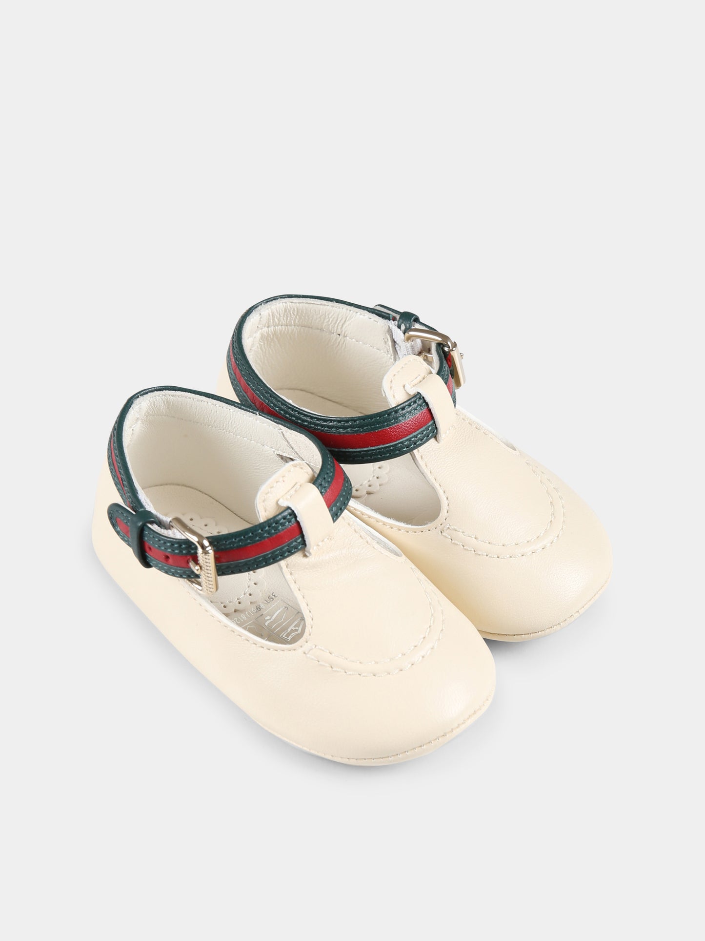 Occhi di bue avorio per neonati con dettaglio Web,Gucci Kids,793040 1D730 9553