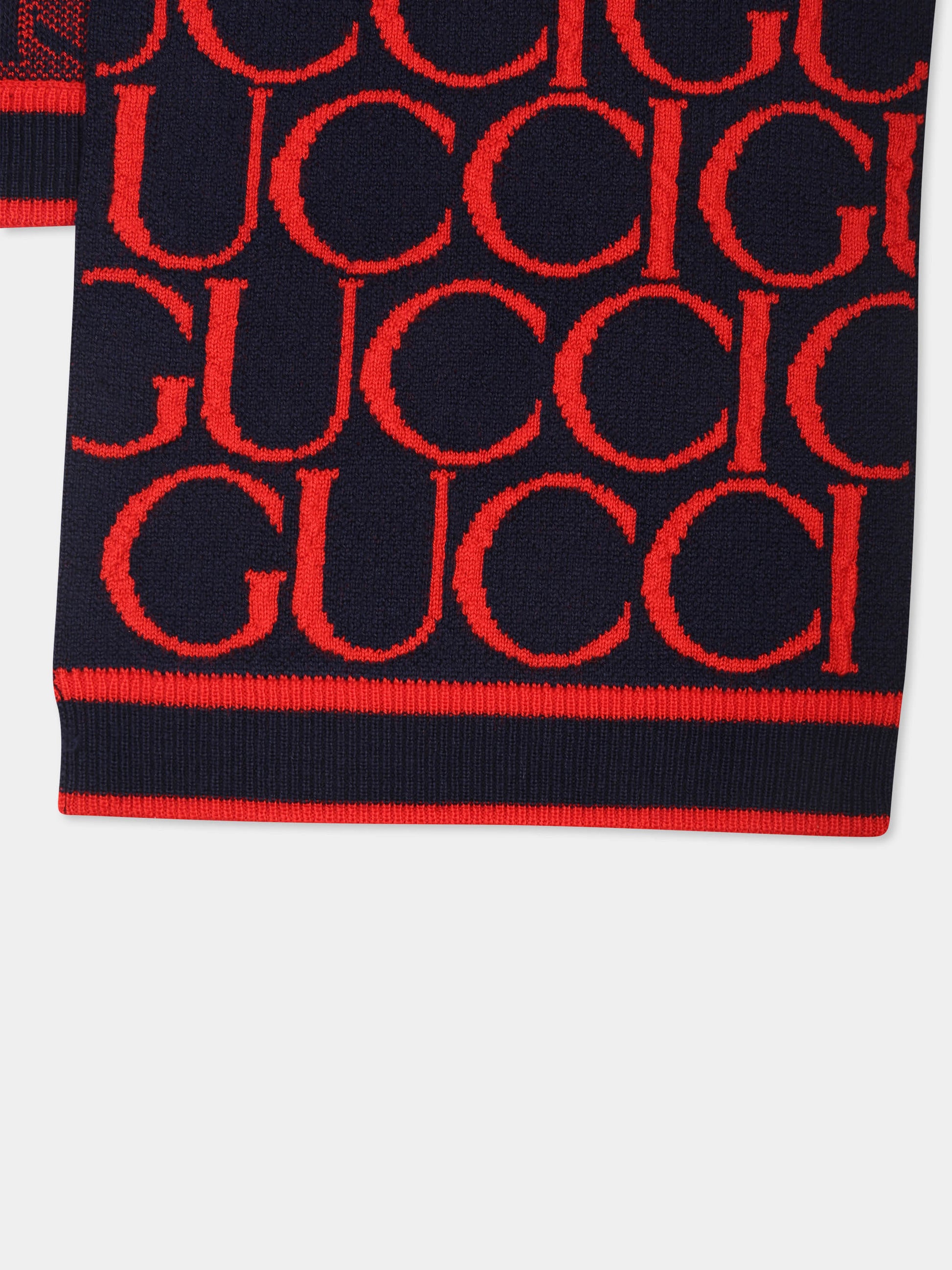 Sciarpa blu per bambini con logo,Gucci Kids,792201 4K206 4074