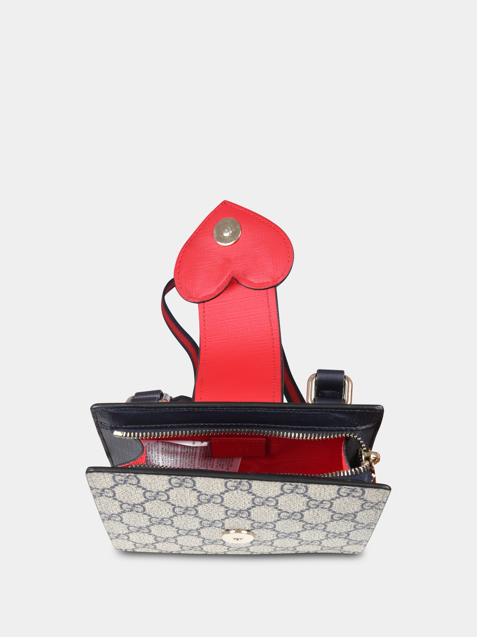 Borsa beige per bambina con dettaglio Web e cuore,Gucci Kids,793830 KAAAP 9774