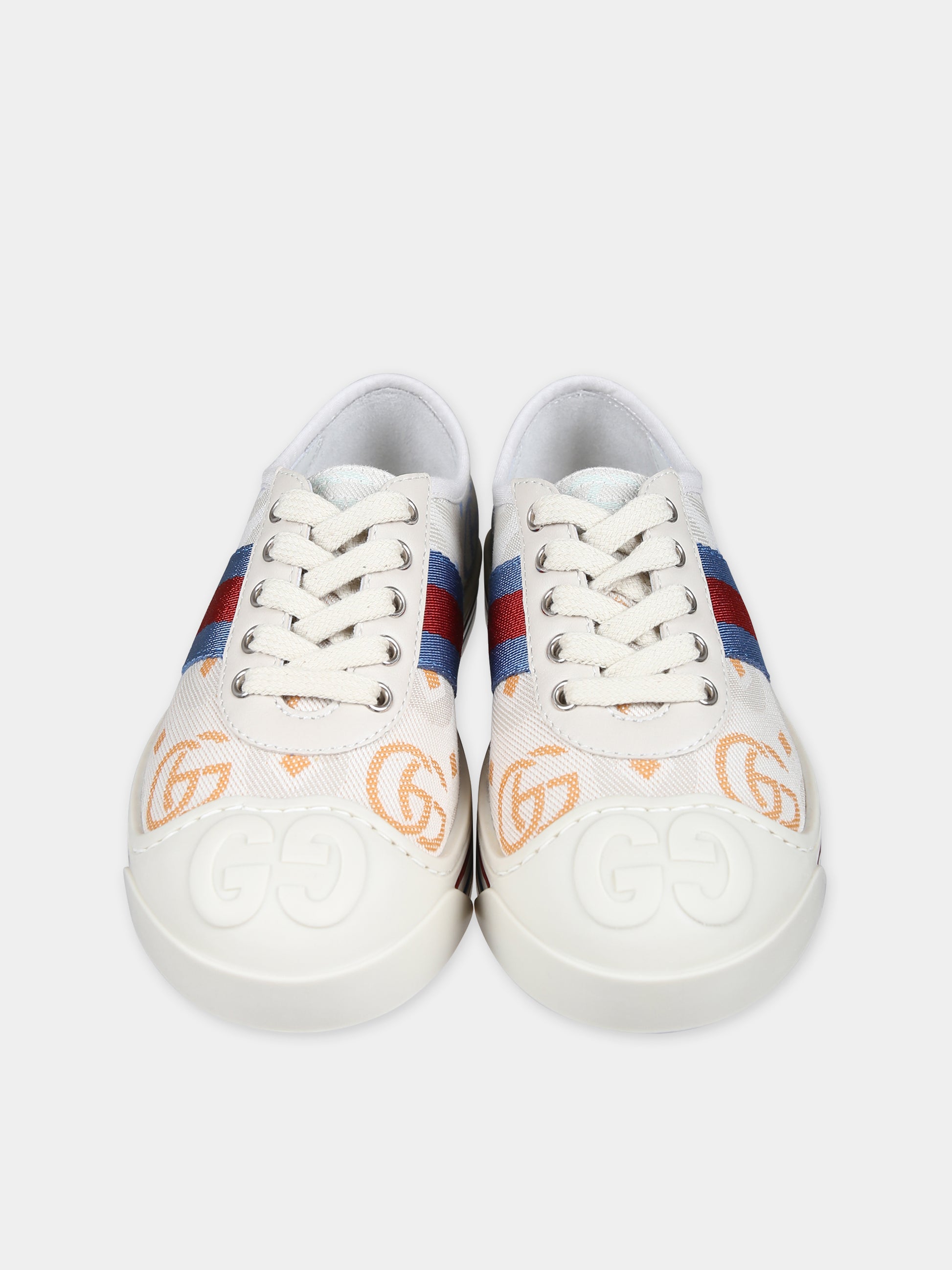 Sneakers basse blu per bambini con nastro Web,Gucci Kids,772410 FADIO 8444