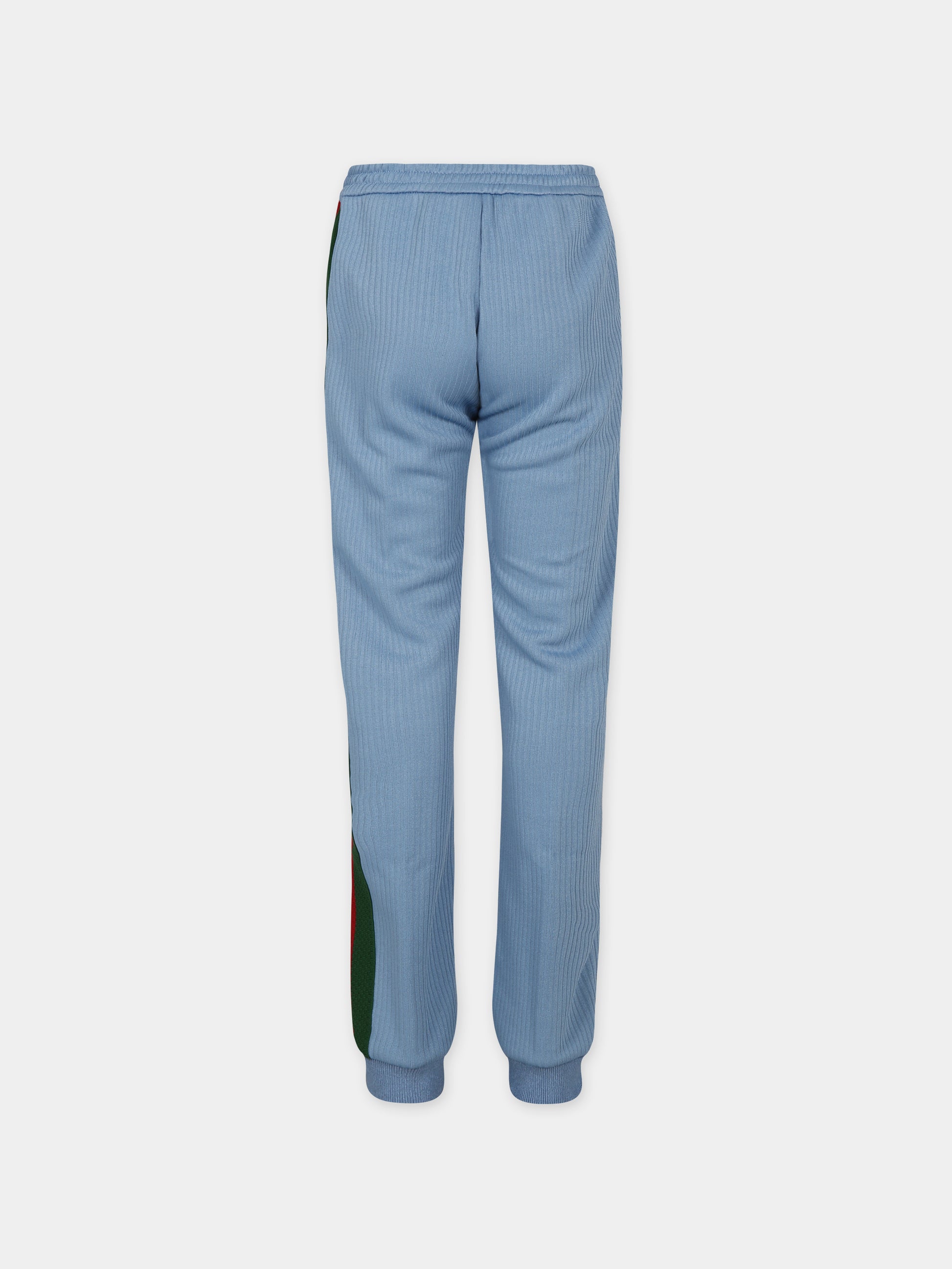 Pantaloni celesti per bambini con dettaglio Web,Gucci Kids,781513 XJGIZ 4565