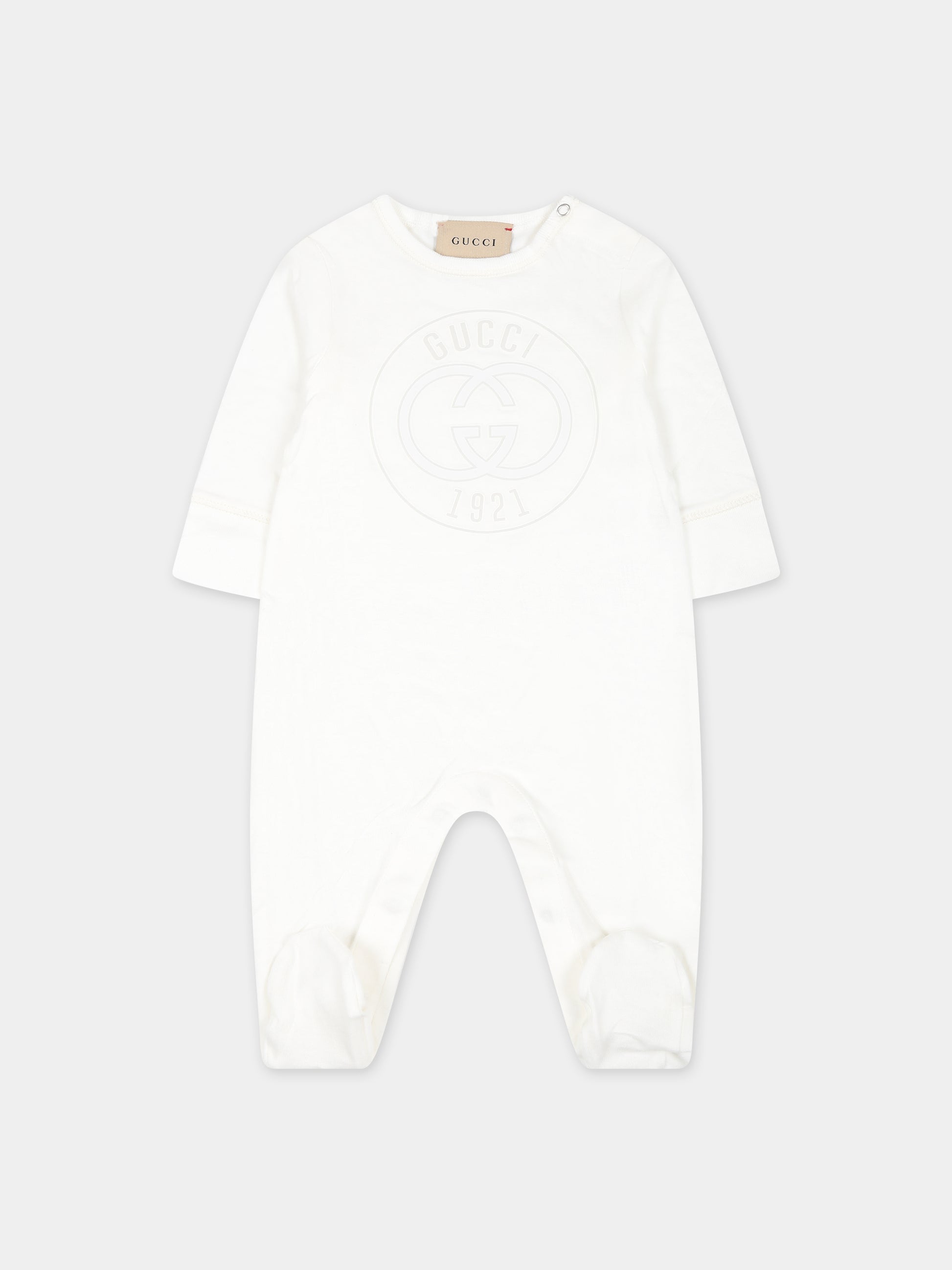 Tutina avorio per neonati con incrocio GG,Gucci Kids,790163 XJGJC 9214