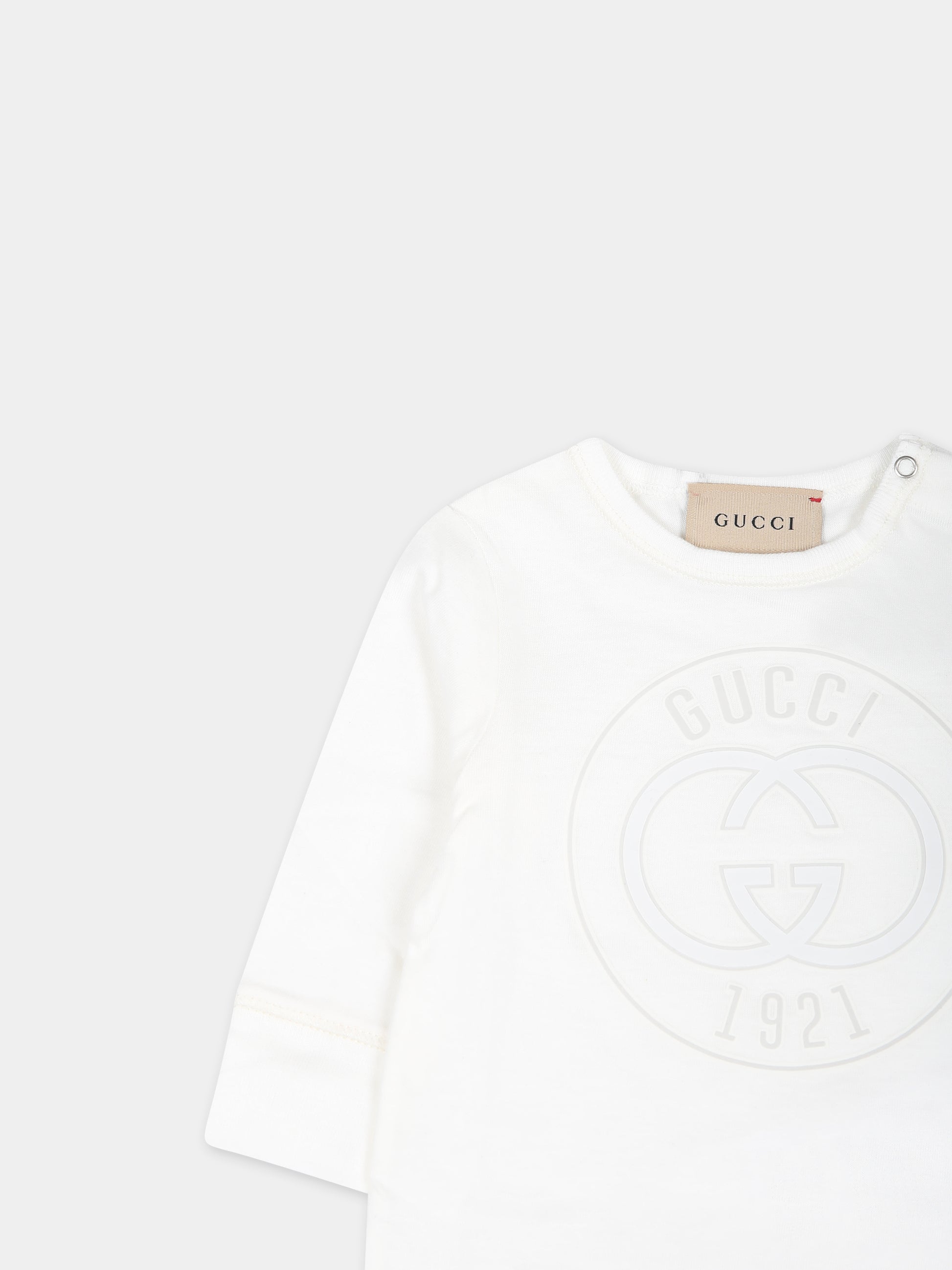 Tutina avorio per neonati con incrocio GG,Gucci Kids,790163 XJGJC 9214