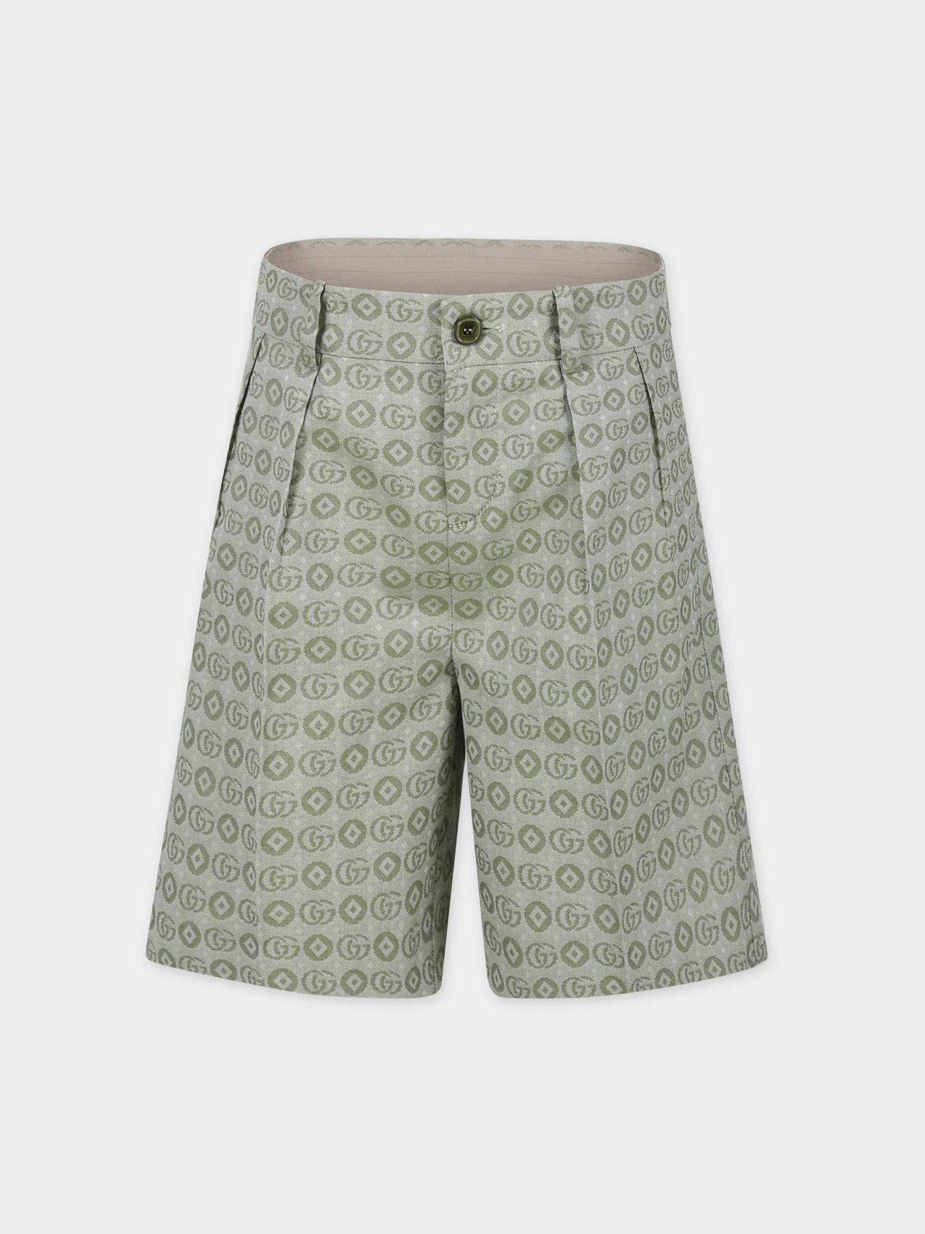 Shorts verdi per bambino con doppia G,Gucci Kids,781789 XWA1M 3436