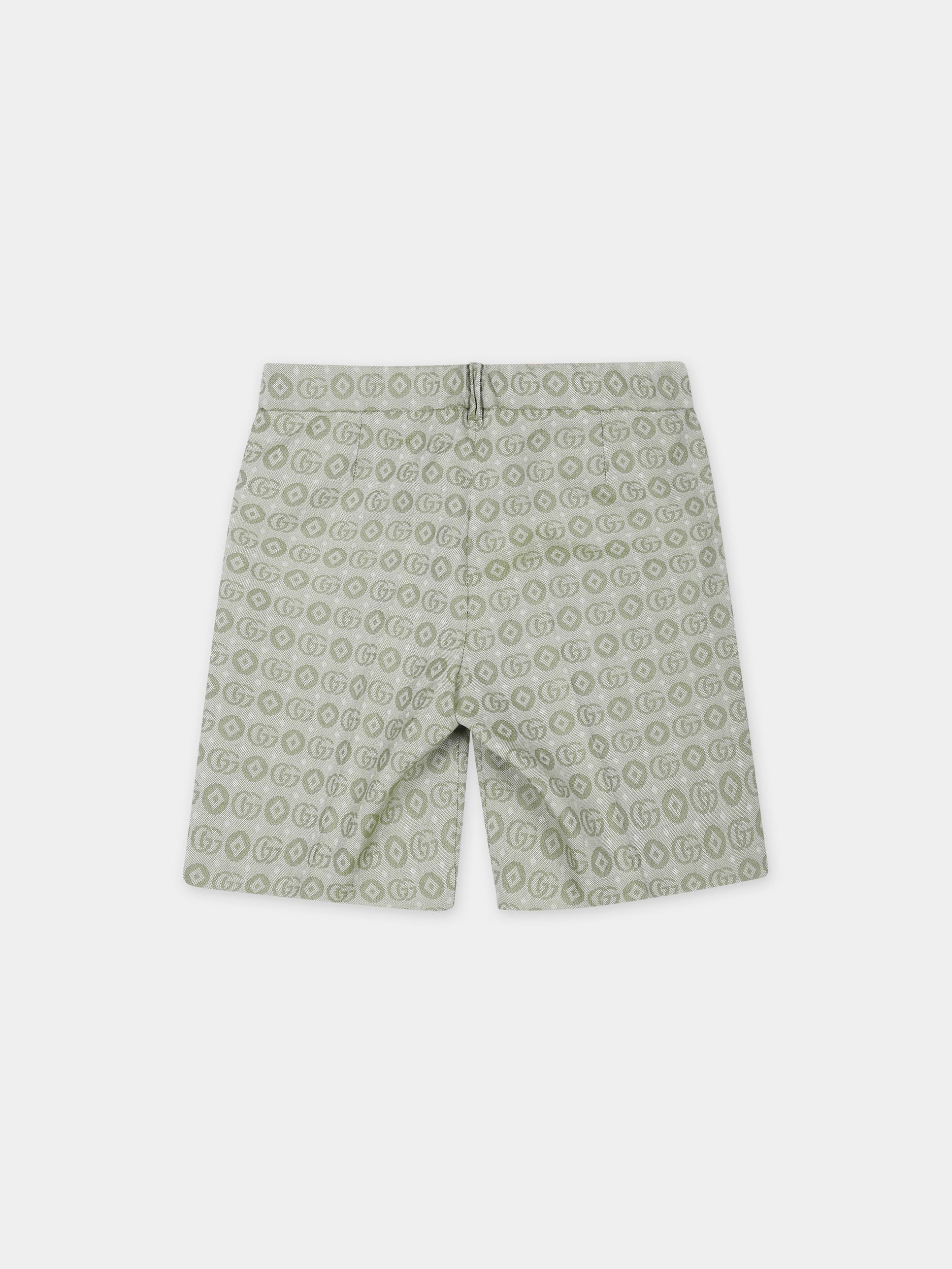 Shorts verdi per neonato con doppia G,Gucci Kids,784982 XWA1M 3436