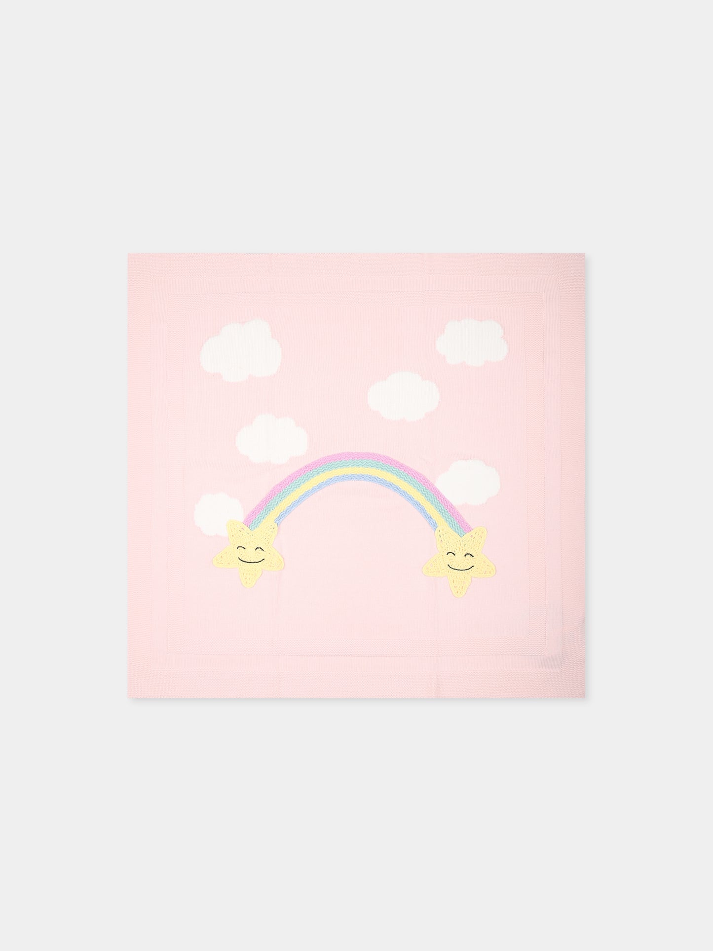 Coperta rosa per neonata con arcobaleno e stelle,Stella Mccartney Kids,TV0010 Z2423 508