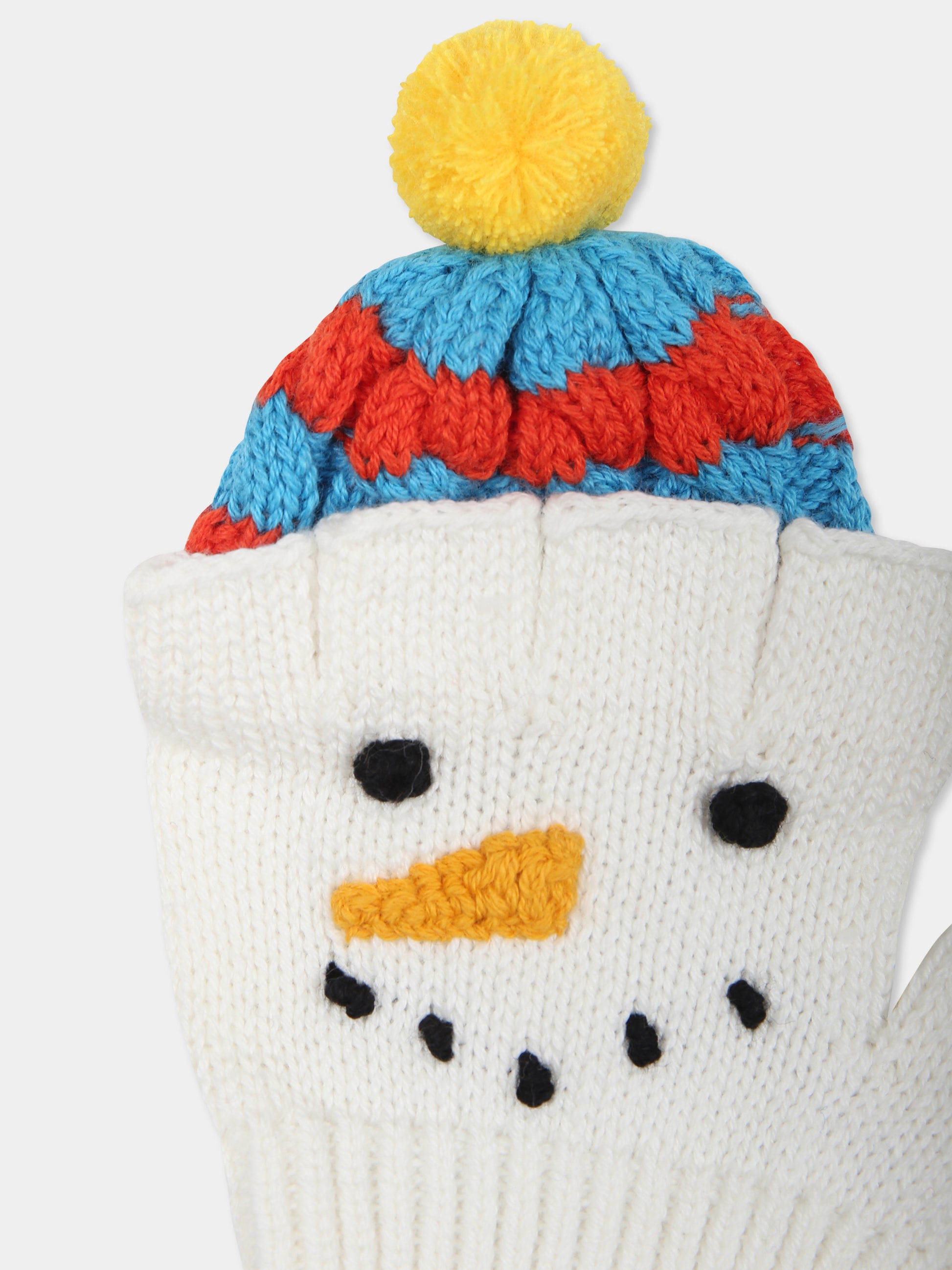 Guanti avorio per bambini con pupazzo di neve,Stella Mccartney Kids,TV0P49 Z1528 101