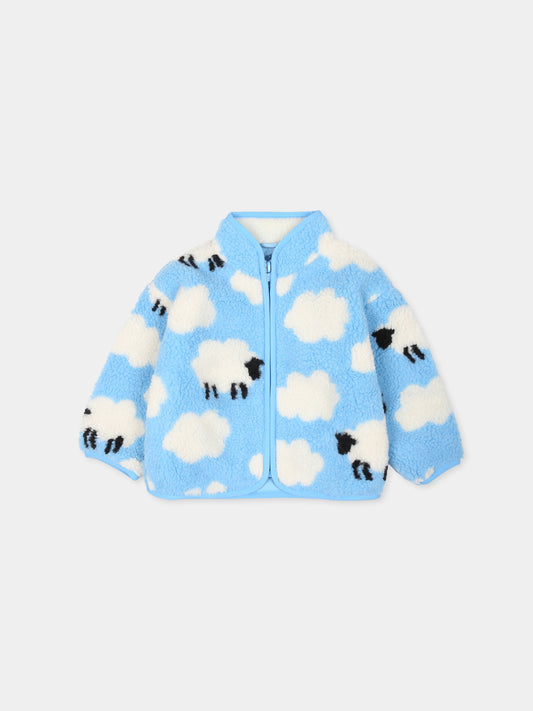 Ecopelliccia azzurra per neonati con nuvole e pecore,Stella Mccartney Kids,TV2057 Z2058 630MC