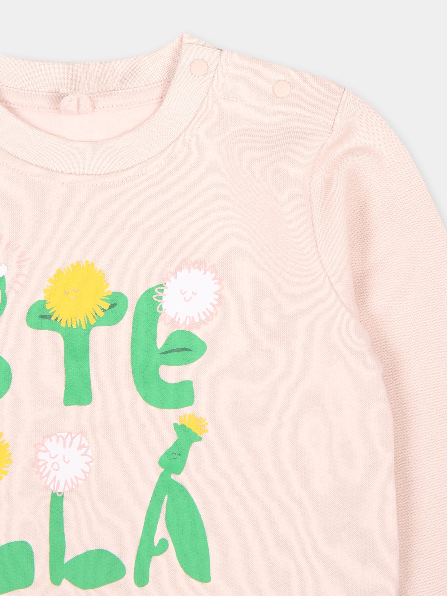 Felpa rosa per neonata con fiori e logo,Stella Mccartney Kids,TV4100 Z0453 508