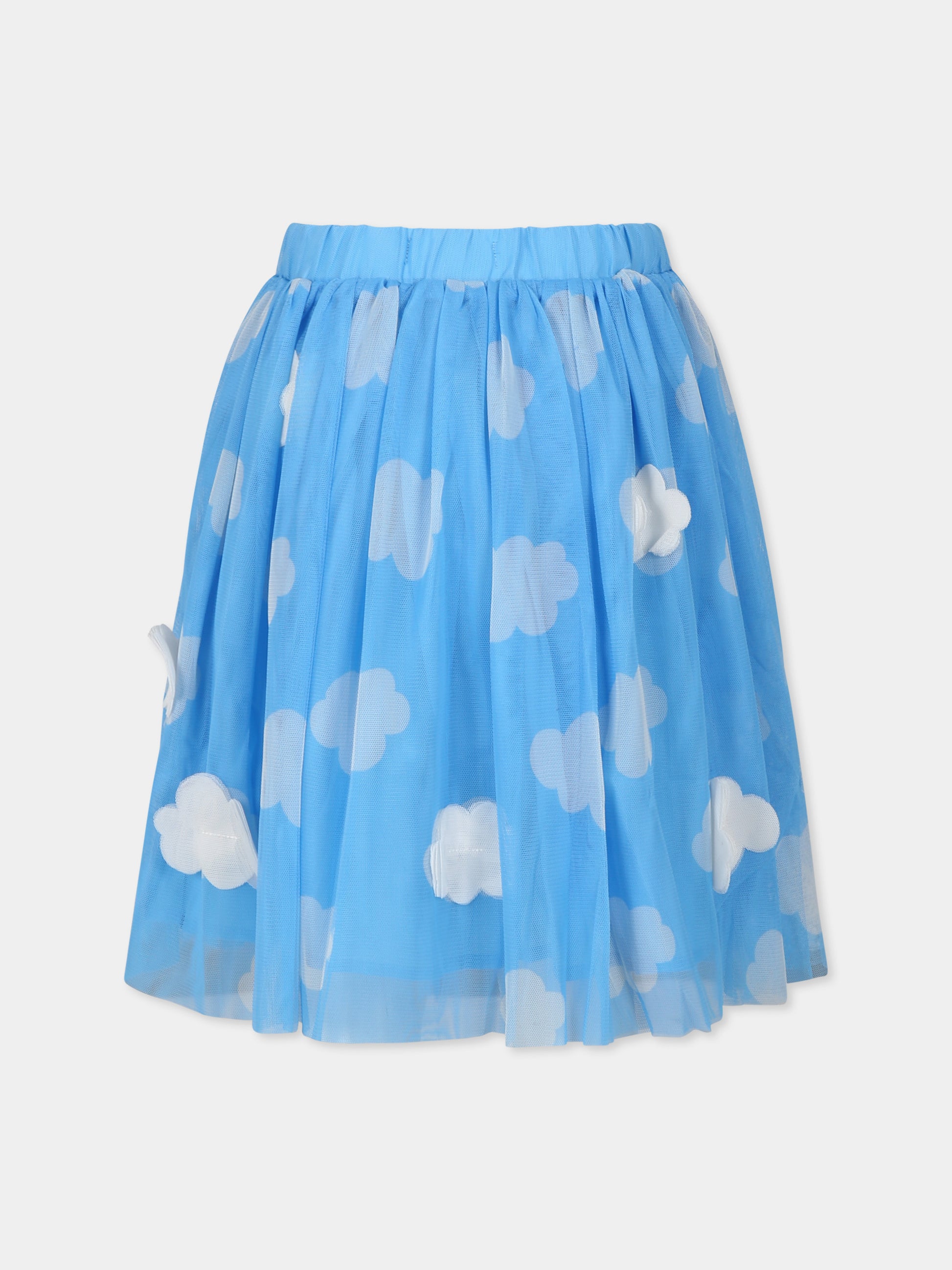 Gonna azzurra per bambina con nuvole,Stella Mccartney Kids,TV7B51 Z2108 630BC