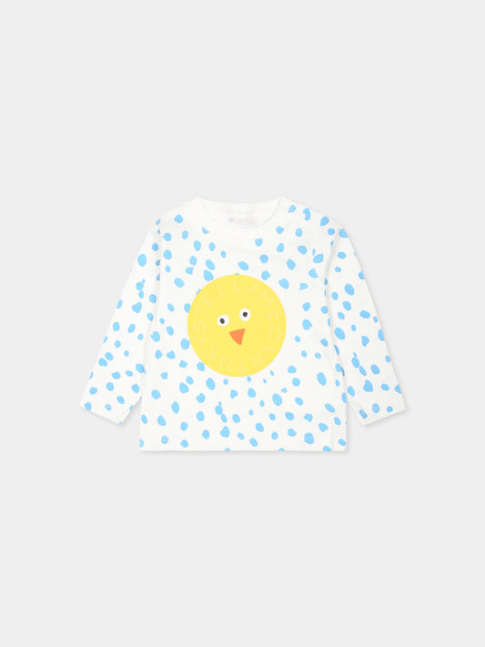 T-shirt bianca per neonato con stampa pulcino,Stella Mccartney Kids,TV8560 Z2271 101CE