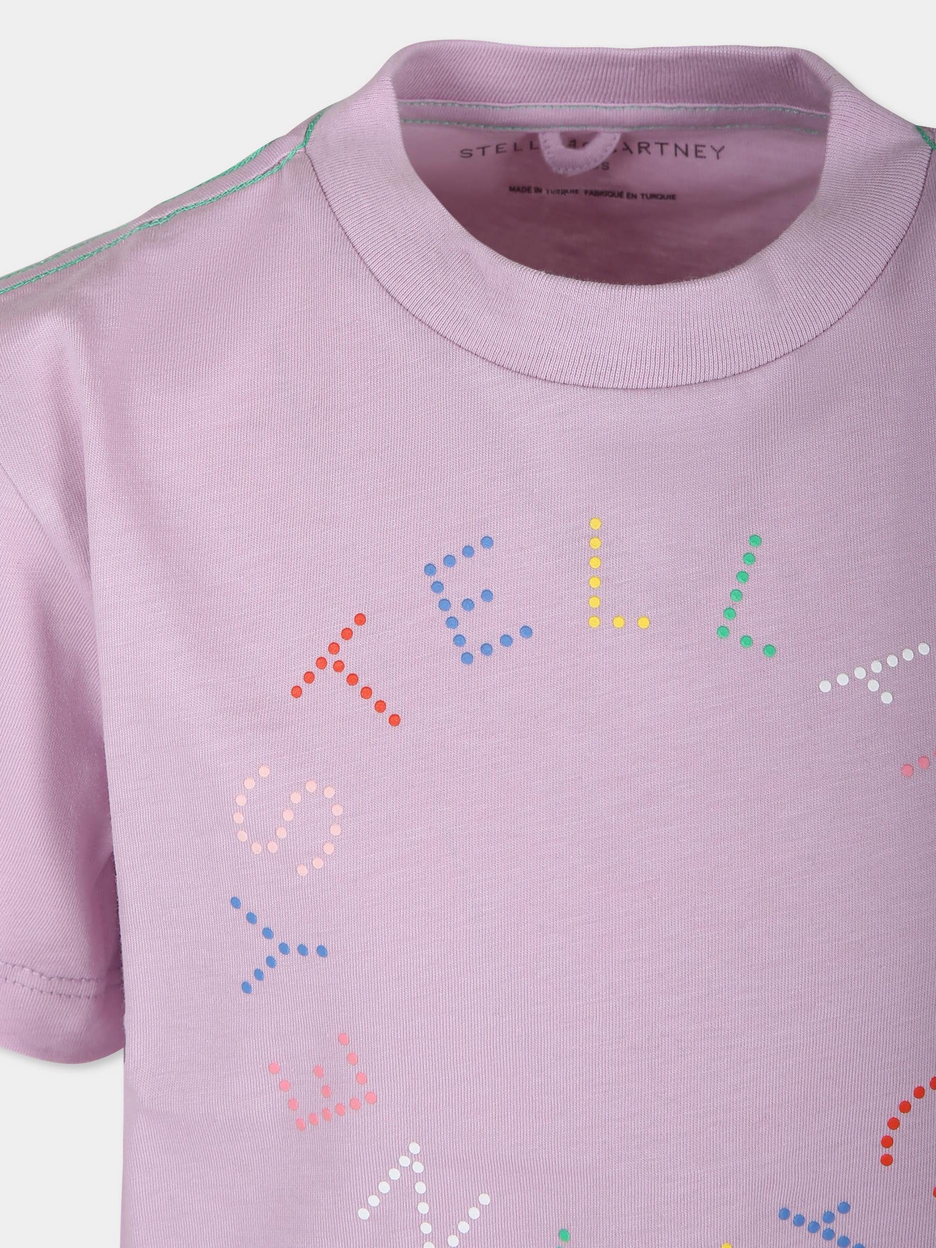 T-shirt viola per bambina con logo,Stella Mccartney Kids,TV8C71 Z0434 591