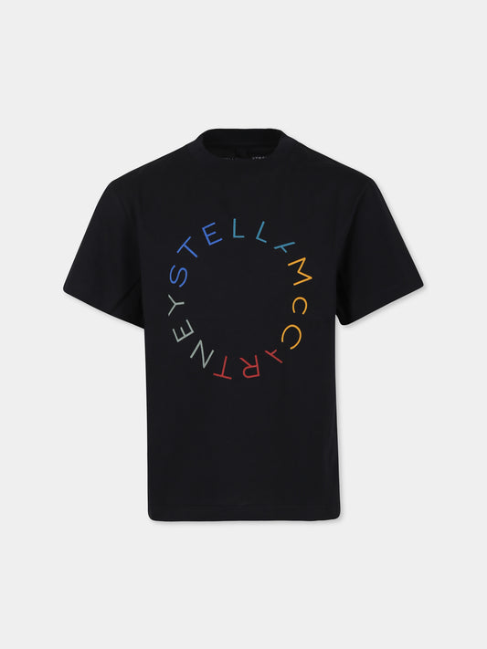 T-shirt nera per bambini con logo,Stella Mccartney Kids,TV8S71 Z0434 930