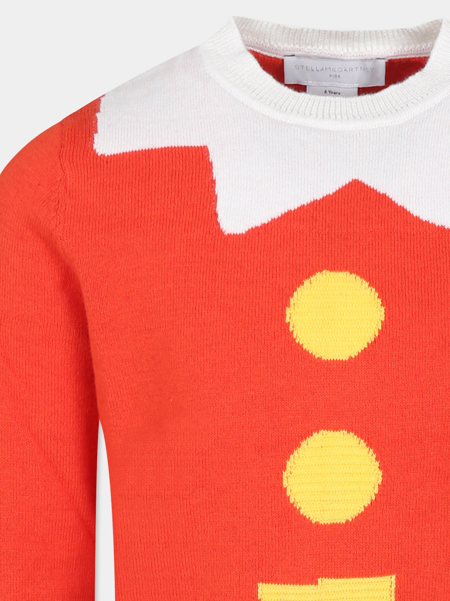 Maglione rosso per bambini con cintura jacquard,Stella Mccartney Kids,TV9P00 Z1528 421