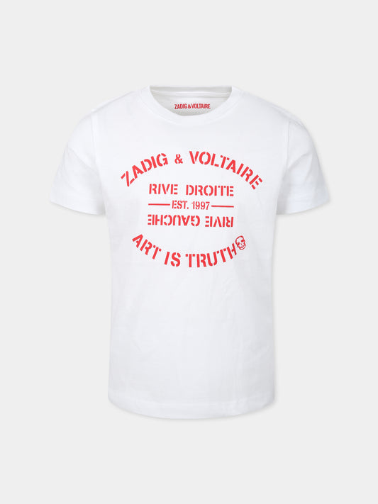 T-shirt bianca per bambini con logo,Zadig & Voltaire Kids,X60151 10P