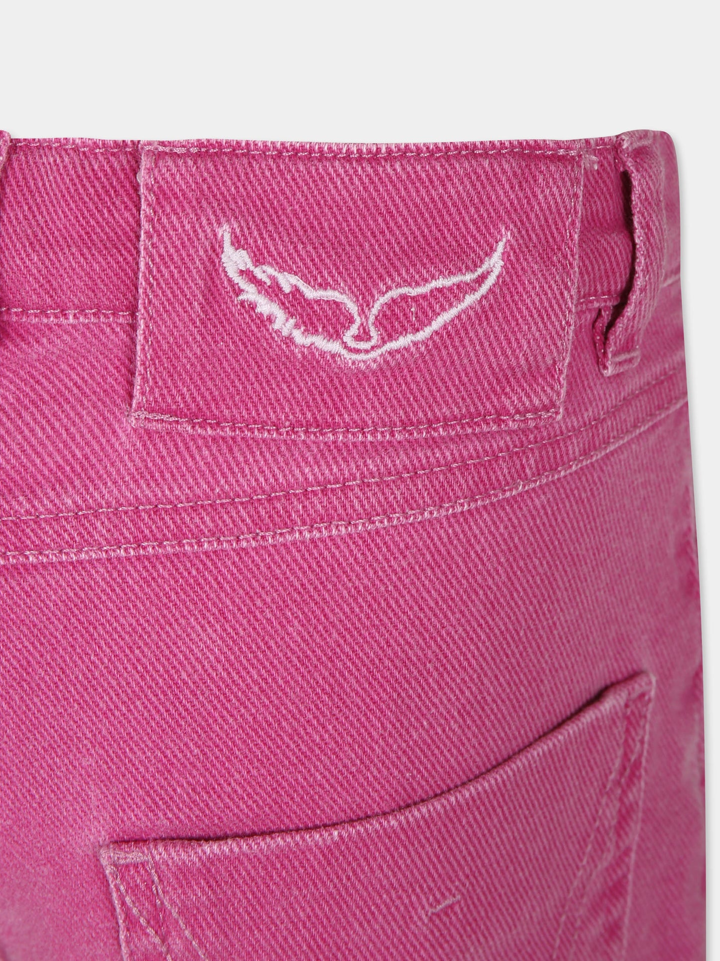 Jeans fucsia per bambina con logo,Zadig & Voltaire Kids,X60200 49E