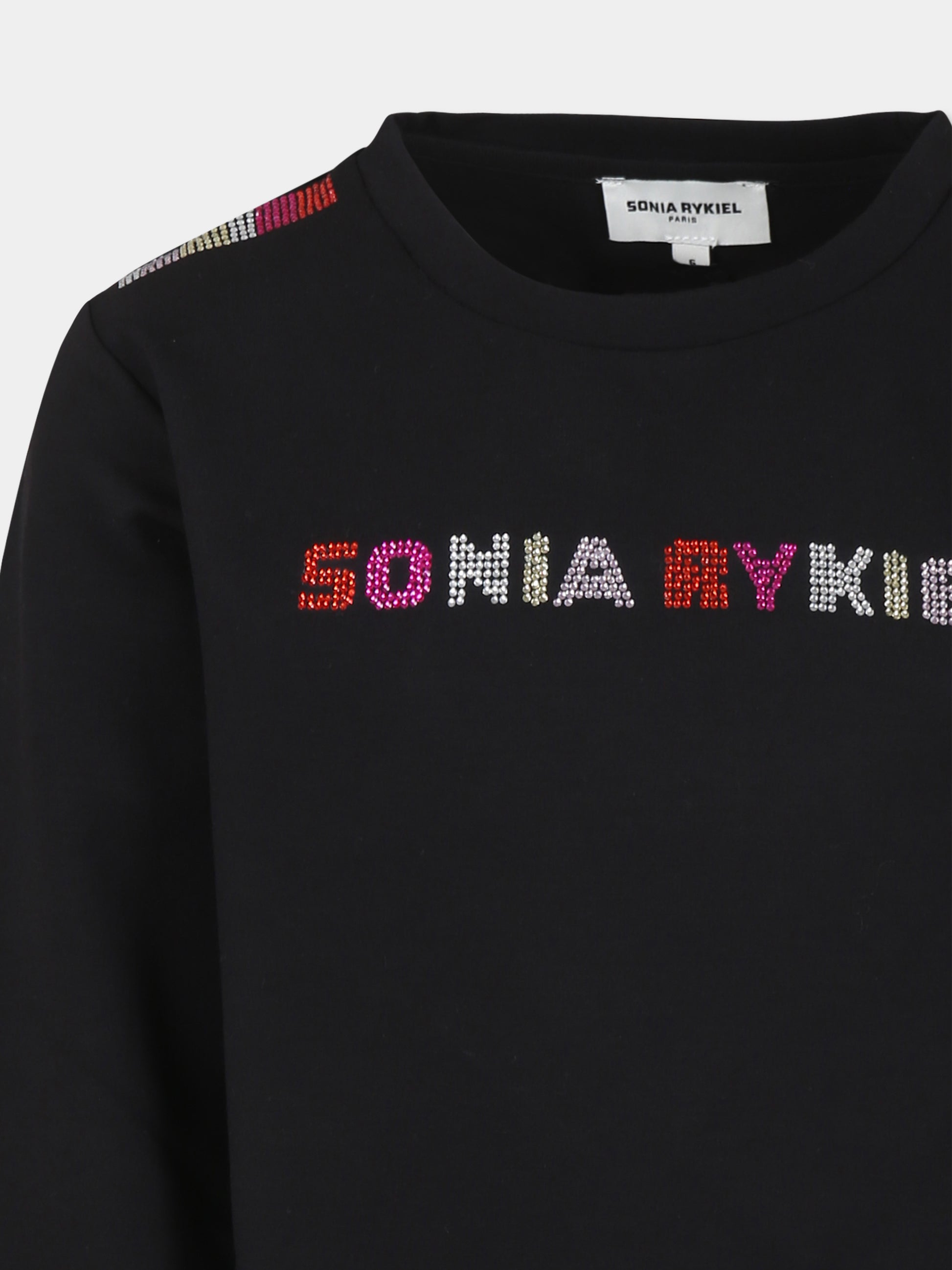 Felpa nera per bambina con logo,Sonia Rykiel Paris,A00240 09B