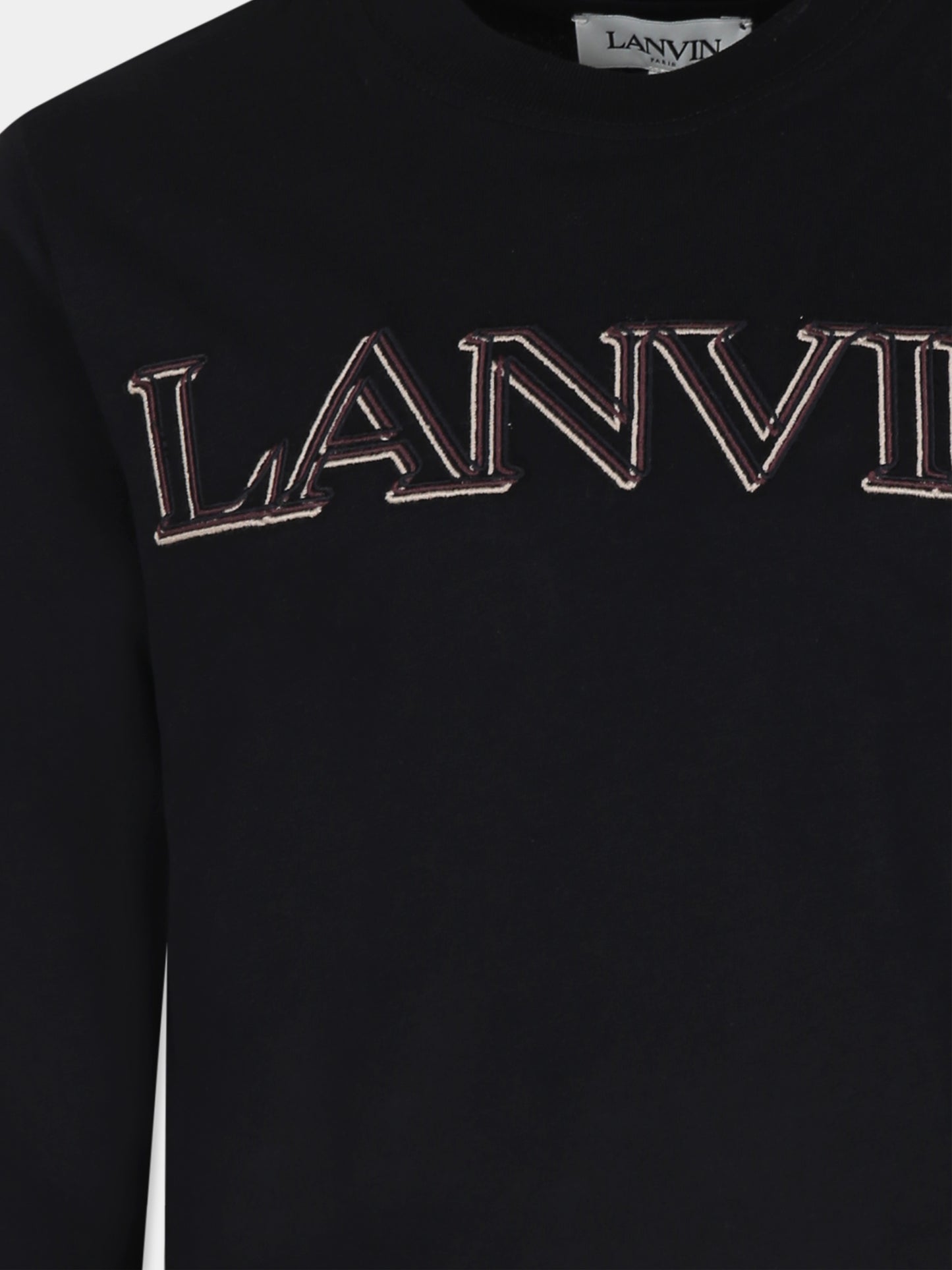 T-shirt nera per bambini con logo,Lanvin Petite,N30144 09B