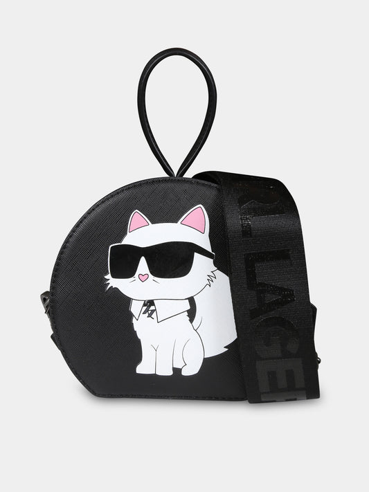 Borsa nera per bambina con Choupette,Karl Lagerfeld Kids,Z30351 09B