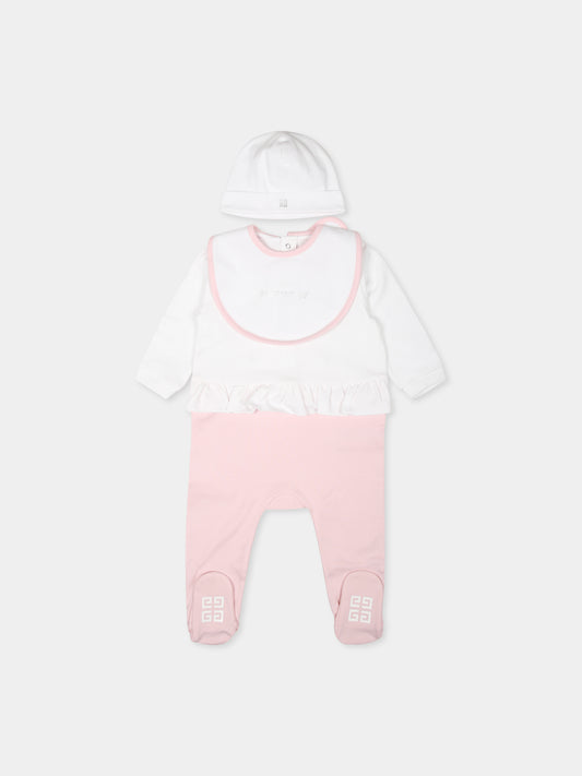 Set tutina rosa per neonata con logo e iconico motivo 4G,Givenchy Kids,H30573 44Z